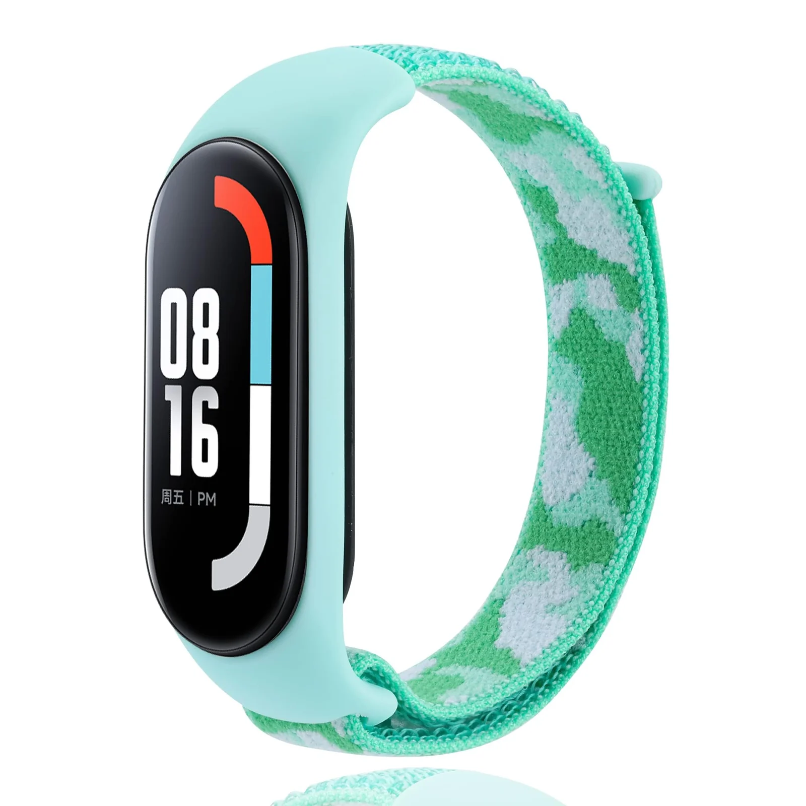 DL3 Mobilak Nylon Band for Xiaomi Mi Band 7/Mi Band 6/Mi Band 5/Mi Band 4/Mi Band 3, Bracelet Nylon Watch Strap Adjustable Sport Replacement Strap for Men Women - Camouflage Mint