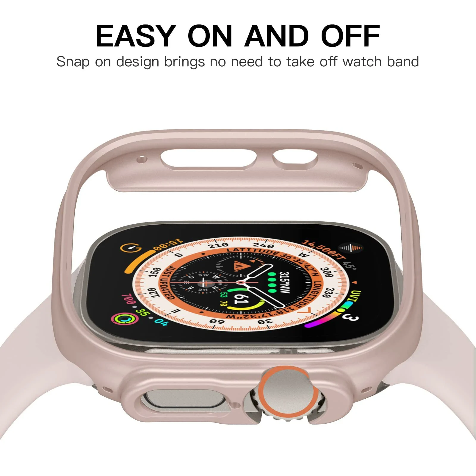 DL3 Mobilak Compatible For Apple Watch Ultra Case 49mm, Shockproof Ultra-Thin Hard PC Bumper Case All-Around Edge Protective Cover Frame[NO Screen Protector] for iWatch Accessories - A. Rose Gold