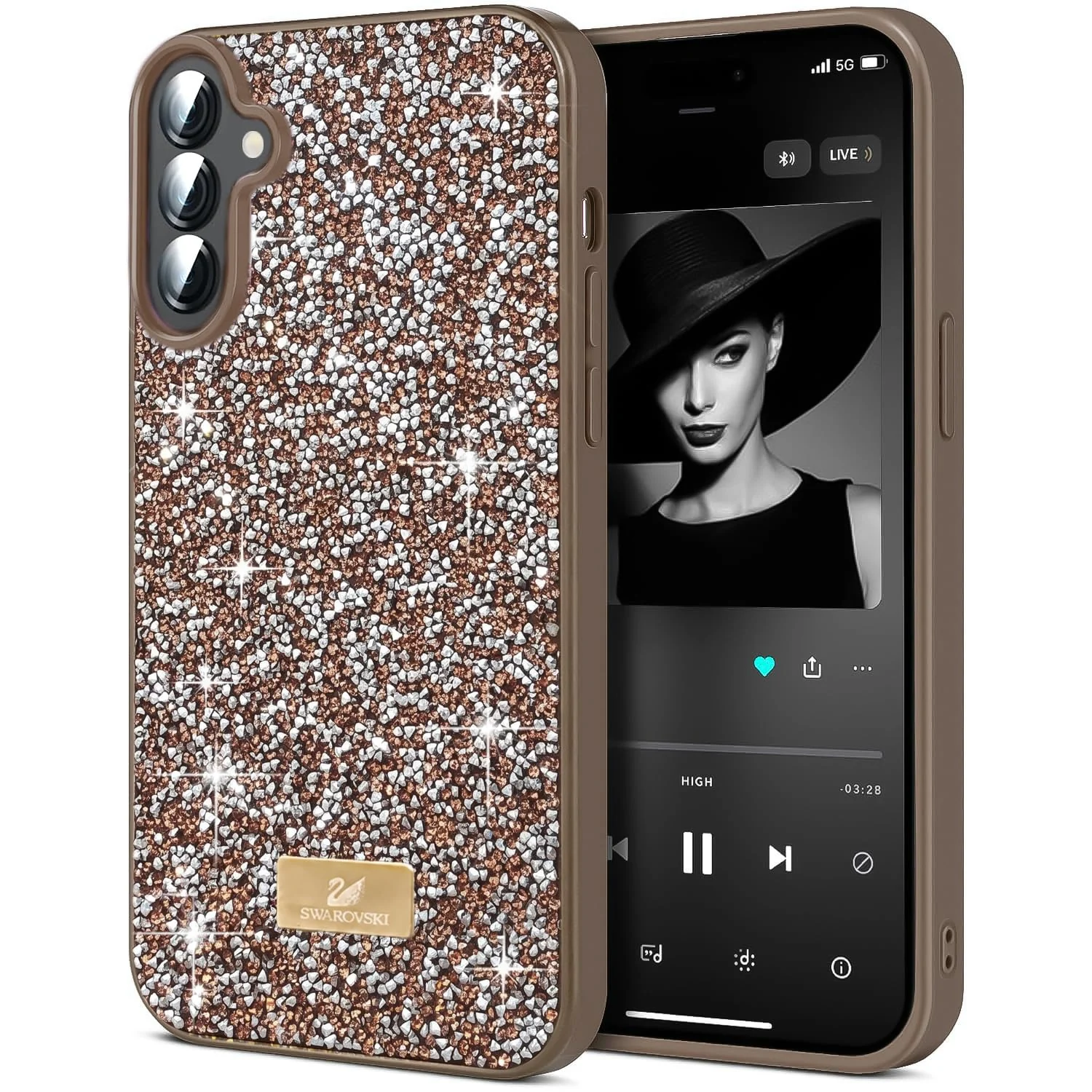 Case For Samsung Galaxy S25 FE 5G Case Glitter, Sparkle Diamond Crystal Bling Case with Bling, Ultra Thin Lightweight Full Body Shockproof Anti-Scratch Protective Cover - Black