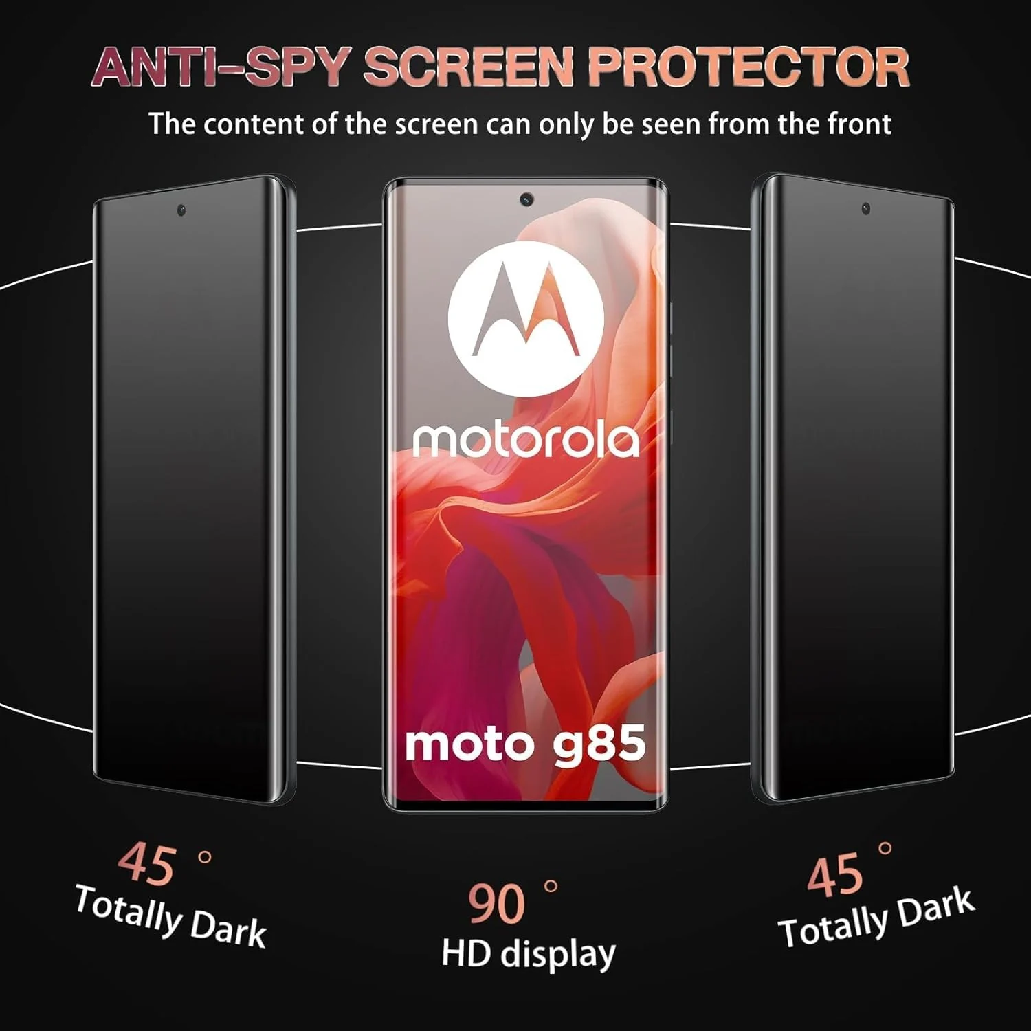 DL3 Mobilak Screen Protector for Motorola Moto G85 5G UV Glass Fingerprint Reader Support 3D Curved Anti-Spy Tempered Glass Screen Protector - Privacy