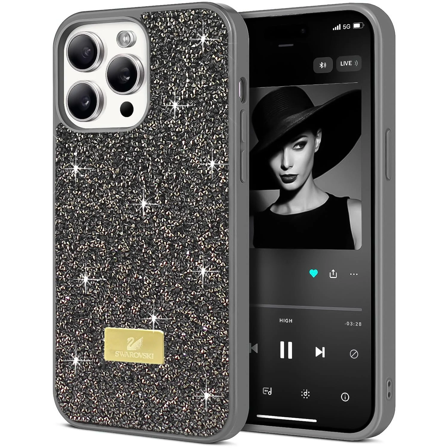 DL3 Mobilak Glitter Protective Case for iPhone 13 Pro, Supports wireless charging, Shock-absorbing protection, Scratch-resistant surface