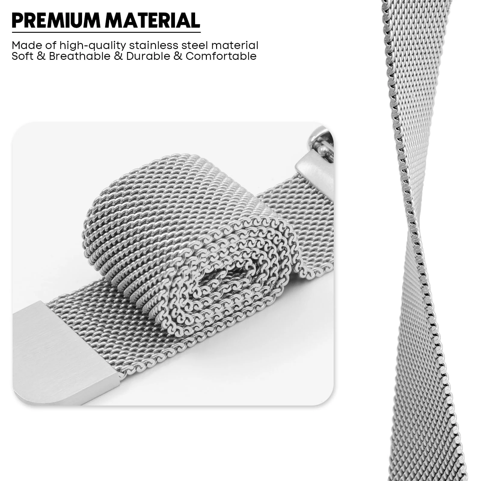 DL3 Mobilak Bracelet Compatible with Xiaomi Redmi Watch 3 Active/Redmi Watch 3 Lite, Stainless Steel Replacement Strap, Mesh Metal Watch Strap, Magnetic Adjustable Replacement Band For Men Women - Silver