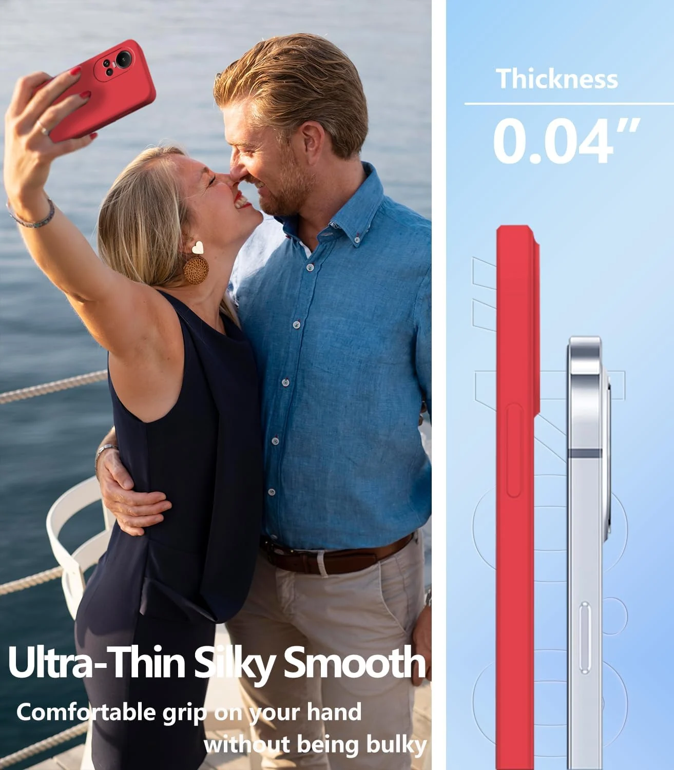 DL3 Mobilak OPPO Reno 10 5G / OPPO Reno 10 Pro 5G Case, Soft Flexible Liquid Silicone Gel Rubber Bumper Cover, Full Body Shockproof Protective Phone Case - Red