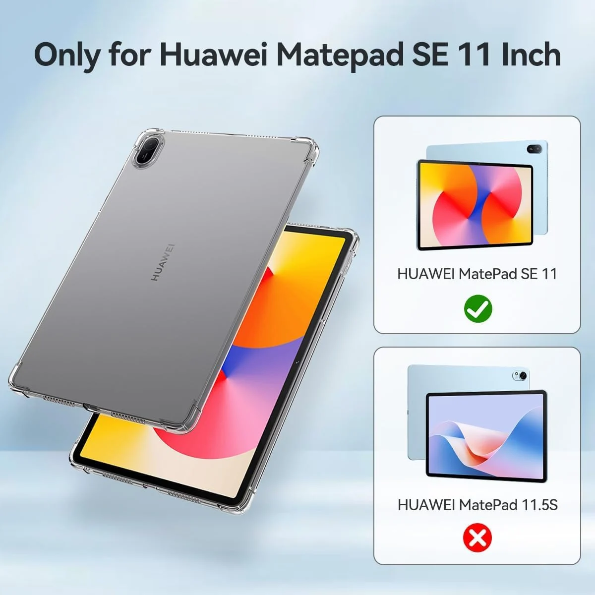 DL3 Mobilak Case For Huawei MatePad SE 11 inch 2024, Ultra Thin Silicone Shockproof Back Shell HD TPU Protective Cover - Clear