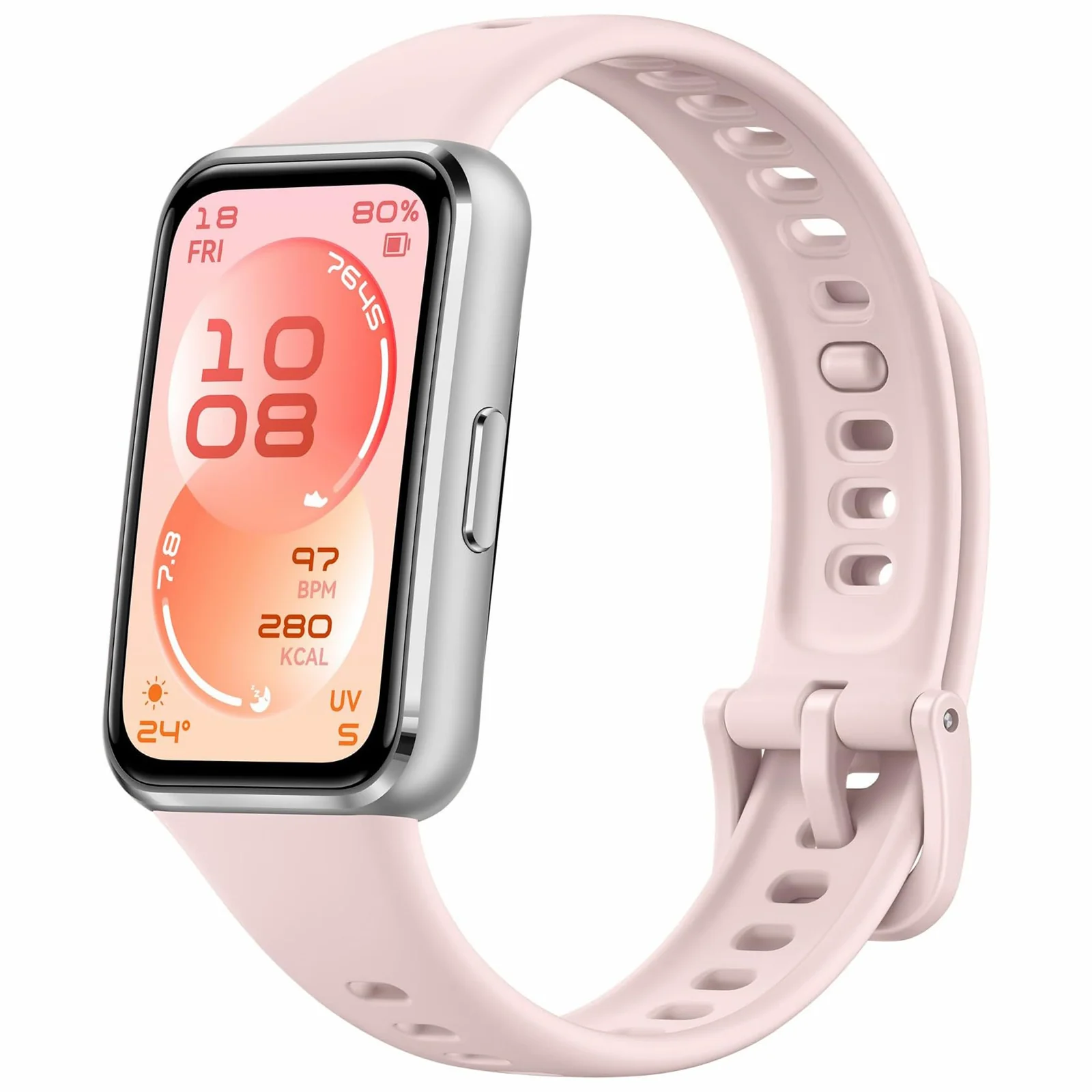 DL3 Mobilak Silicone Bracelet for Huawei Band 11/Band 11 Pro Strap, Soft Silicone Sport Band, Soft Breathable, for Huawei Band11/11 Pro Adjustable Replacement Strap - Pink Sand
