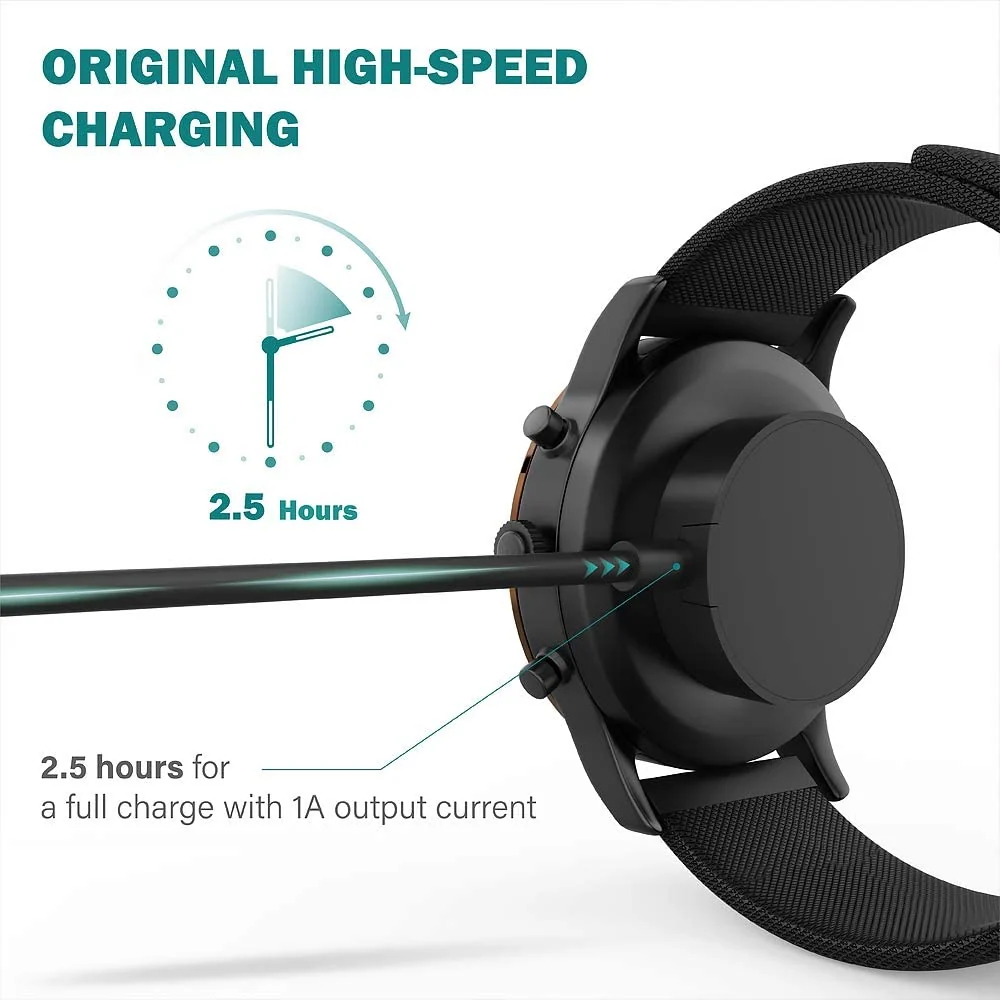 DL3 Mobilak Charger Compatible with Fossil Gen 4 5 5E 6, Emporio Armani, Skagen falster 2, Misfit Vapor 2, Diesel Guard 2.5, Michael Kors Runway - 3.3ft 100cm Smartwatch USB Charging Cable - Unspecified