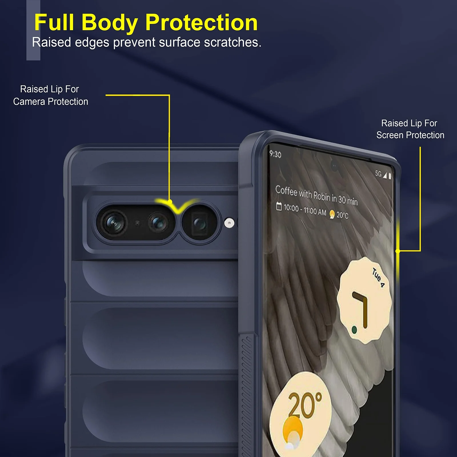 DL3 Mobilak Silicone Case for Google Pixel 7 Pro Heavy Duty Protective [Slim Fit] Shockproof Soft Flexible Protective Design Shock-Absorption TPU Cover With Camera Protection - Blue