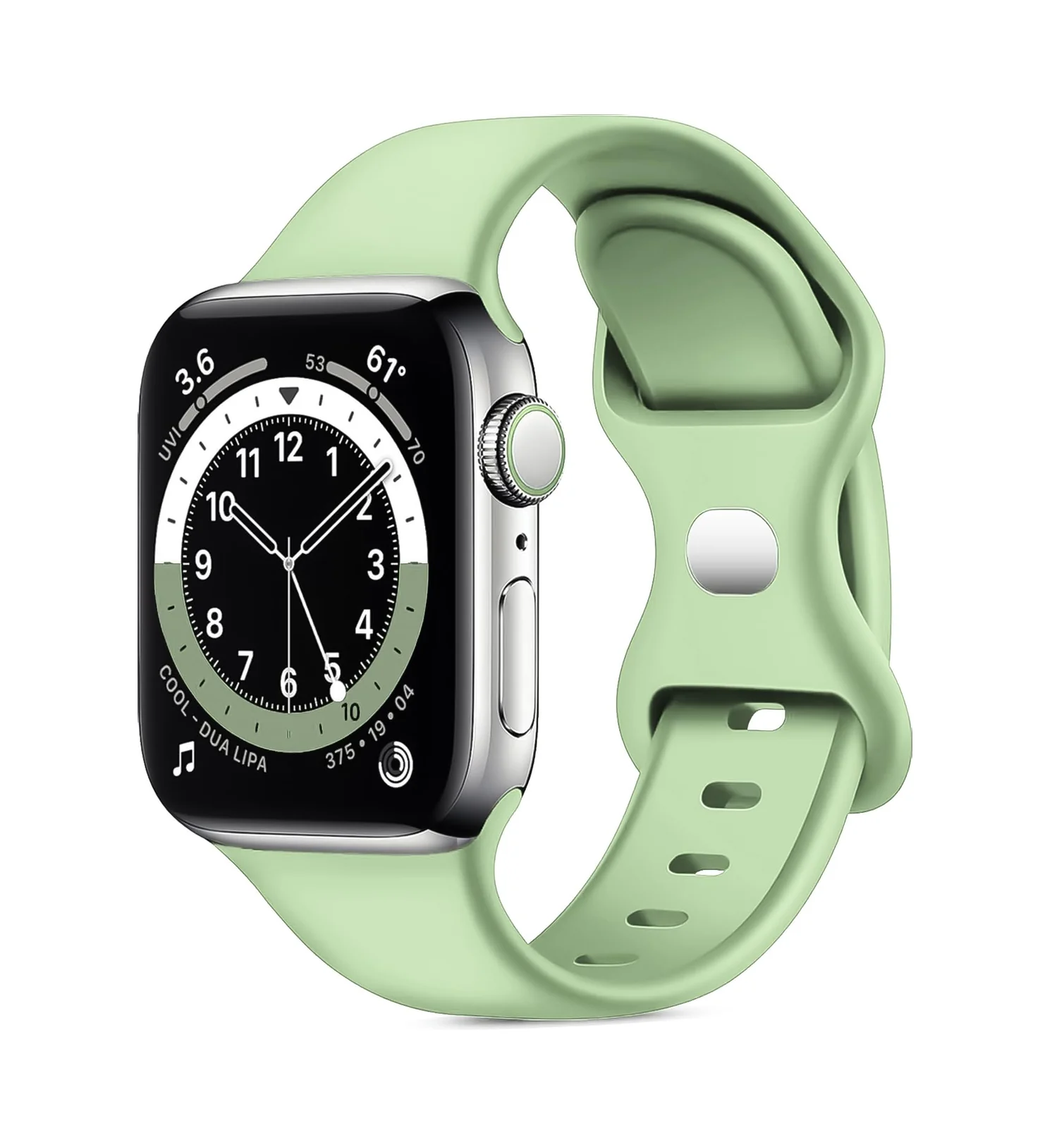 DL3 Mobilak Band with Case Compatible with Apple Watch 44mm, Silicone Sport Wristband Replacement, Strap With Cover Built-in Glass Screen Protector for iWatch Series 6 5 4 SE SE 2 - Mint Green