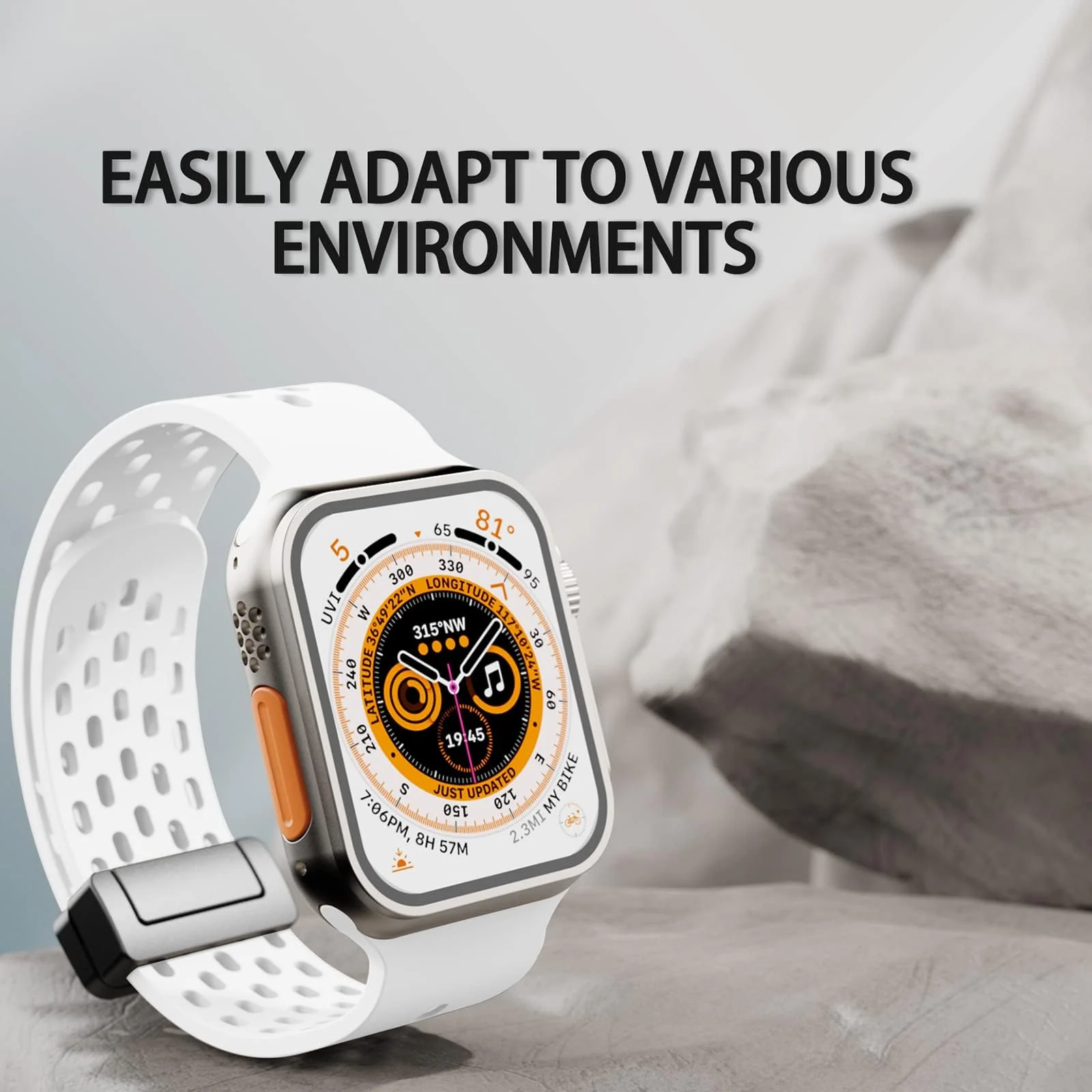 DL3 Mobilak Magnetic Bands for Apple Watch Band 49mm 46mm 45mm 44mm 42mm, Soft Silicone Magnetic Buckle Breathable Sport Watch Strap for iWatch Ultra2 Ultra SE SE2 Series 10 9 8 7 6 5 4 3 2 1 - White