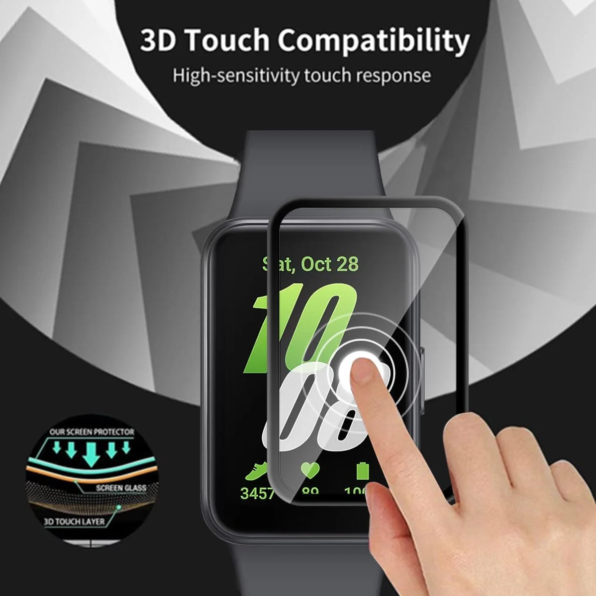 DL3 Mobilak Screen Protector For Samsung Galaxy Fit 3, 3D Curved Soft Edge Protective Film [Anti-Scratch] [Bubble Free] [Ultra Shatterproof] [High Sensitive] (Not Glass) - Black
