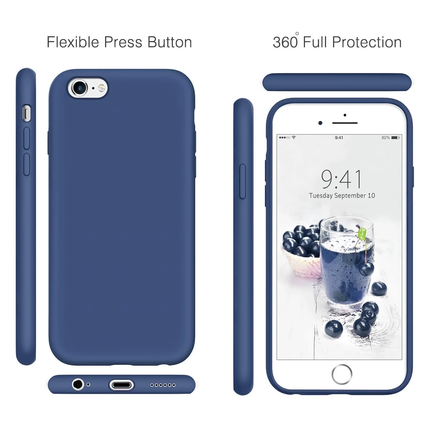 DL3 Mobilak Liquid Silicone Protective Case for iPhone 6 Plus / 6S Plus with Camera Protection and Microfiber Lining - Royal Blue