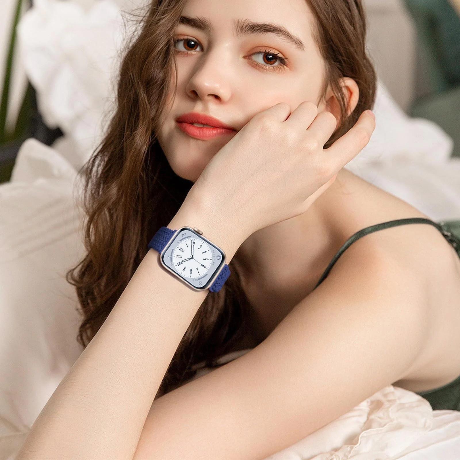 DL3 Mobilak Sport Solo Loop Compatible with Apple Watch Band 42mm 44mm 45mm 46mm 49mm for Women Men, Magnetic Strap Stretchy Braided Wristband for iWatch Series 11 10 9 8 7 6 5 4 3 Ultra 3 2 1 SE SE2 - Blue