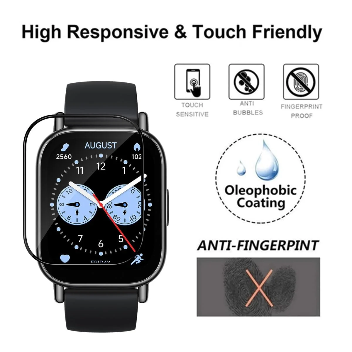DL3 Mobilak Screen Protector For Xiaomi Redmi Watch 5 Lite, 3D Curved Soft Edge Protective Film [Anti-Scratch] [Bubble Free] [Ultra Shatterproof] [High Sensitive] (Not Glass) - Black