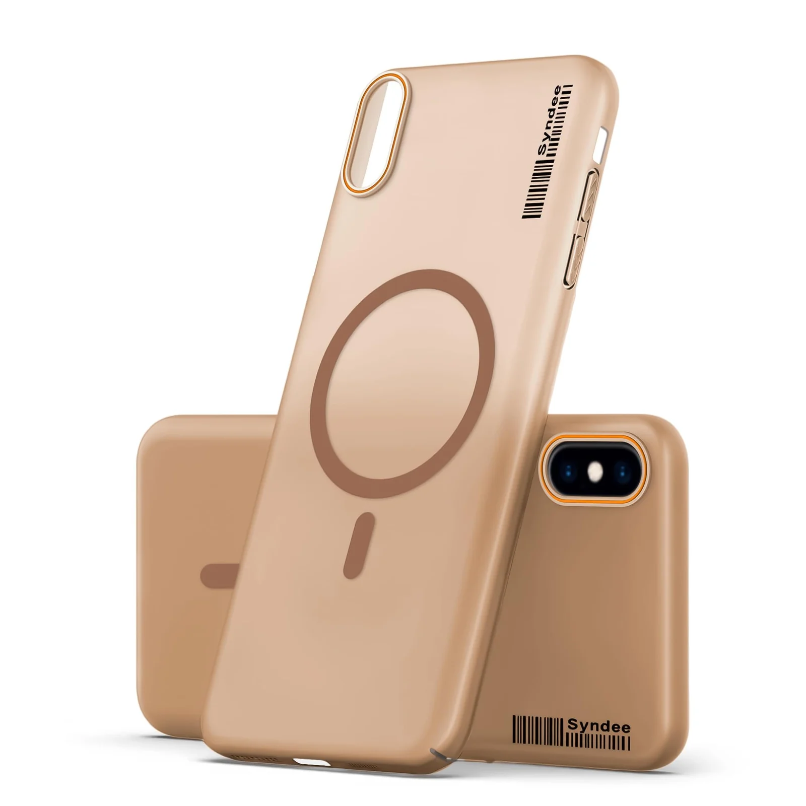 DL3 Mobilak Matte MagSafe-Compatible Magnetic Case for iPhone X / iPhone XS with Camera Protection and Ring Holder - Brown