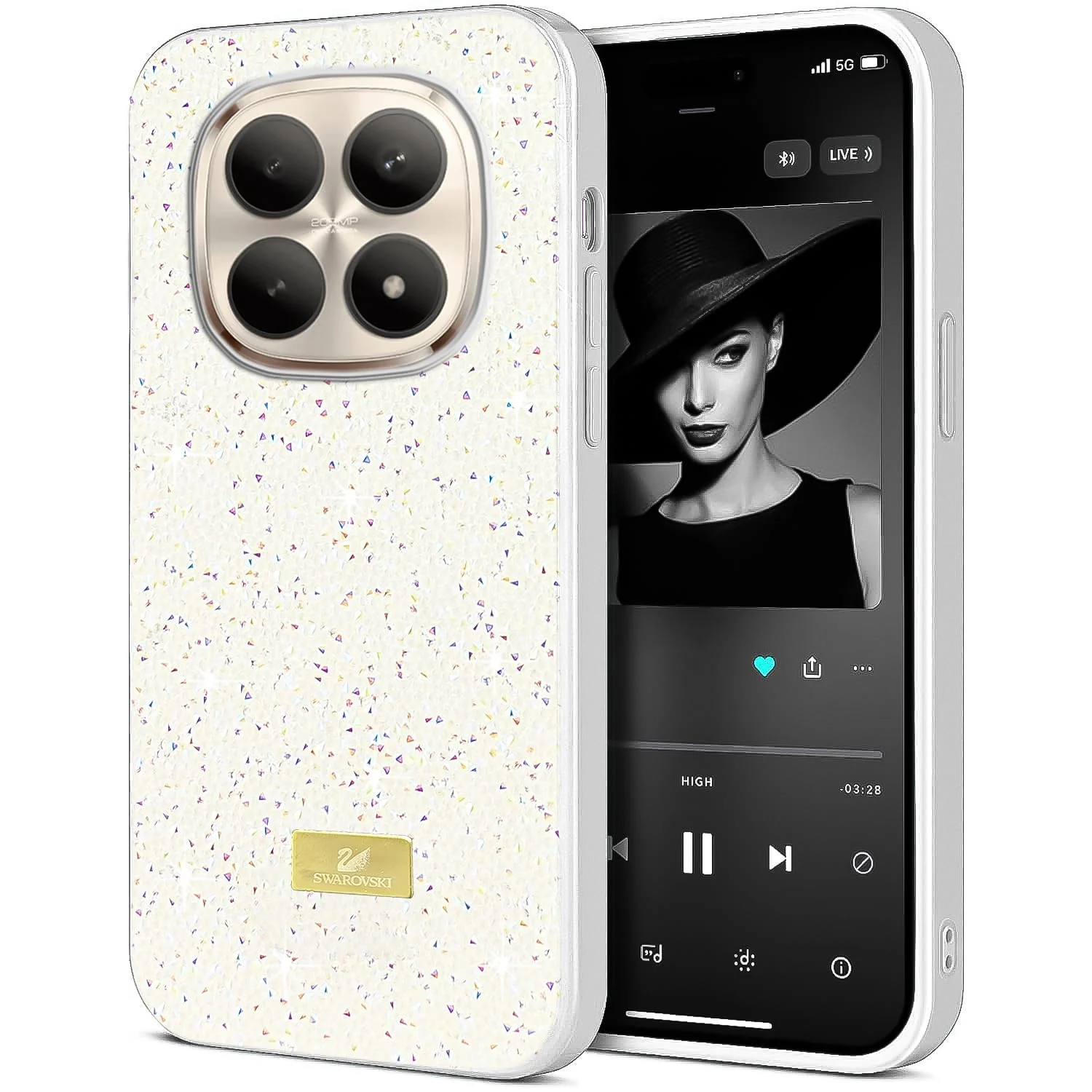 5.5 — DL3 Mobilak Case for Xiaomi Redmi Note 15 5G/4G Glitter, Sparkle Diamond Crystal Bling Case with Bling, Ultra Thin Lightweight Full Body Shockproof Anti-Scratch Protective Cover