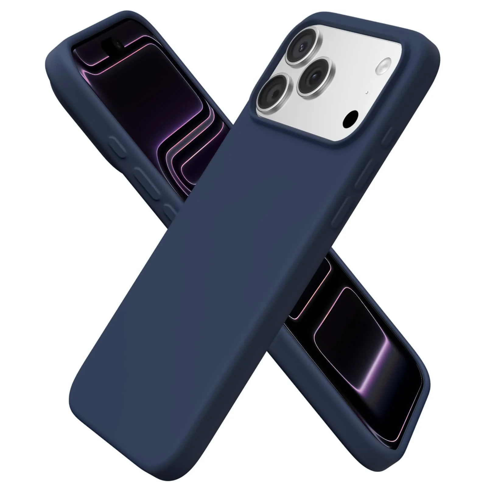 DL3 Mobilak Liquid Silicone Protective Case for iPhone 17 Pro 6.3-Inch with Microfiber Lining and Shockproof Design - Dark Blue