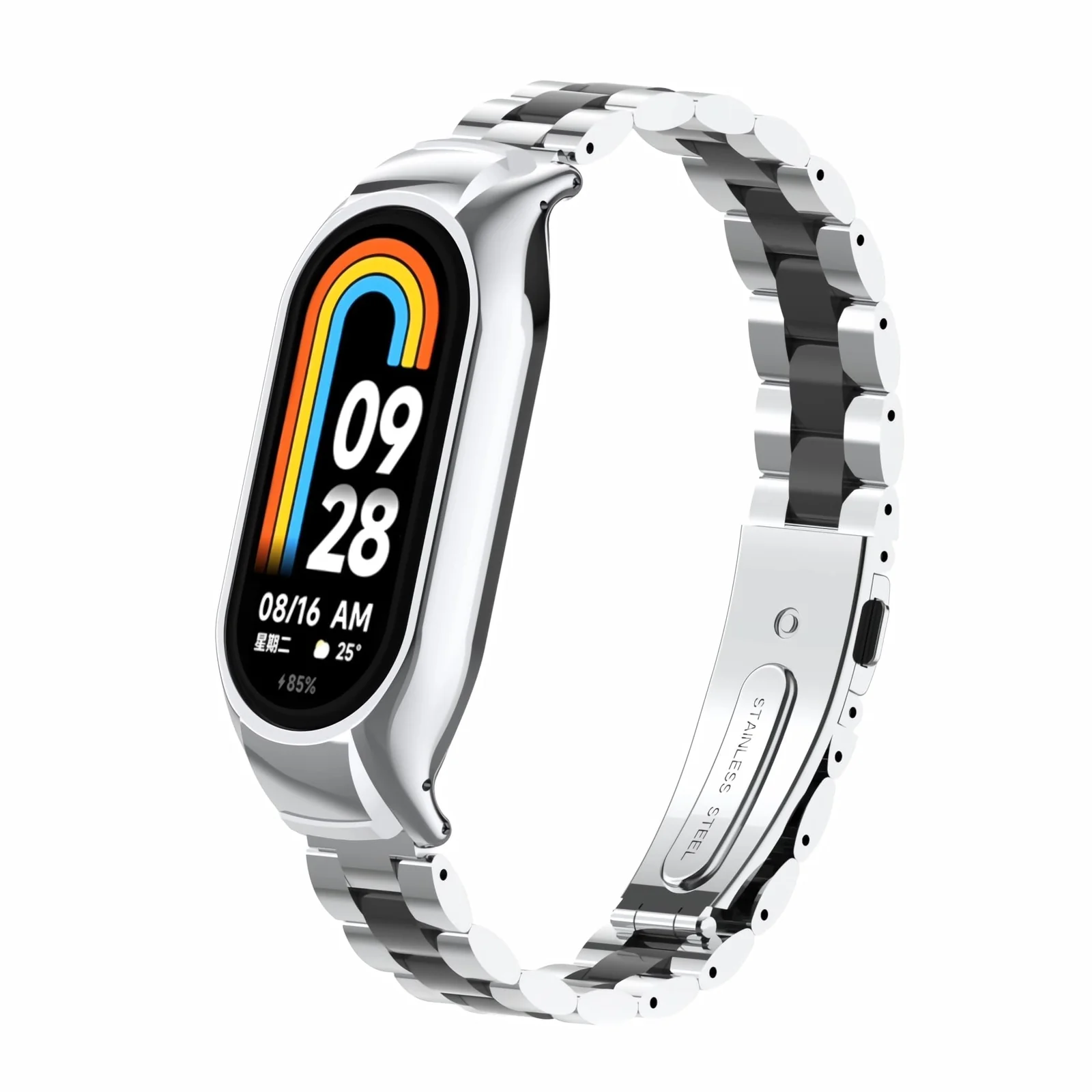 DL3 Mobilak Compatible For Xiaomi Mi Band 7 Strap, Metal Bracelet MiBand 7 Waterproof Stainless Steel Wrist Strap Accessory Band Strap for Xiaomi Mi Smart Band 7 - Black