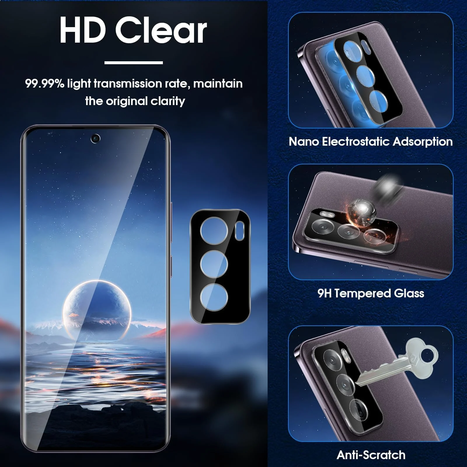 DL3 Mobilak OPPO Reno 12 Pro 5G Camera Lens Protector Tempered Glass Screen Protector HD [Full Coverage][Anti-Scratch] Drop Protection Ultra Clear/Thin Lens Protector Case - Black