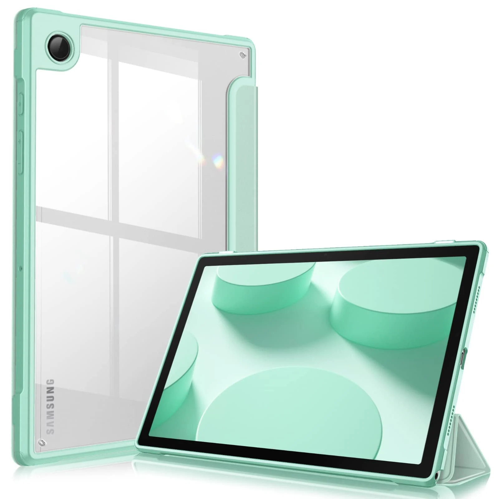 DL3 Mobilak Hybrid Slim Case for Samsung Galaxy Tab A8 10.5 inch 2021 Model (SM-X200/X205), Shockproof Cover with Clear Transparent Back Shell, Auto Wake/Sleep - Mint Green
