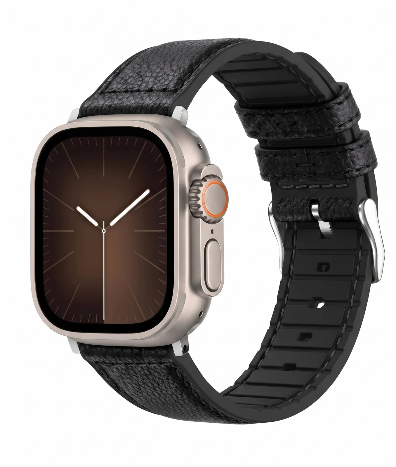 Apple Watch 49MM 46MM 45MM 44MM 42MM — DL3 Mobilak Compatible with Apple Watch Band 49mm 46mm 45mm 44mm 42mm Leather Band Replacement Strap, Soft Leather Bracelet for iWatch Series 11 10 9 8 7 6 5 4 SE SE2 Ultra 3 2 1 - E-Black