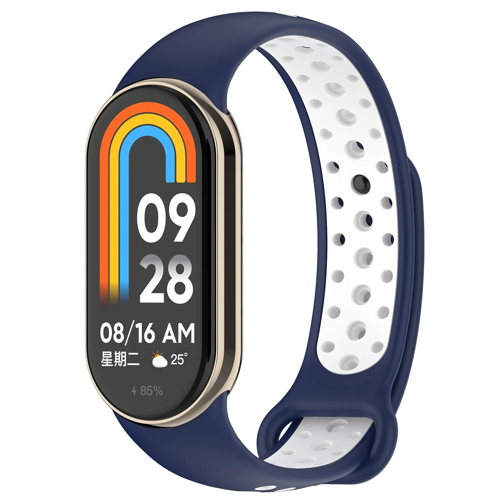 DL3 Mobilak Strap for Xiaomi Mi Band 9 / Mi Band 8, Breathable Sport Silicone Watch Band Strap, Replacement Bracelet Wristband Wrist Strap for Xiaomi Smart Band 9/Xiaomi Smart Band 8 Watch Accessories - Blue White