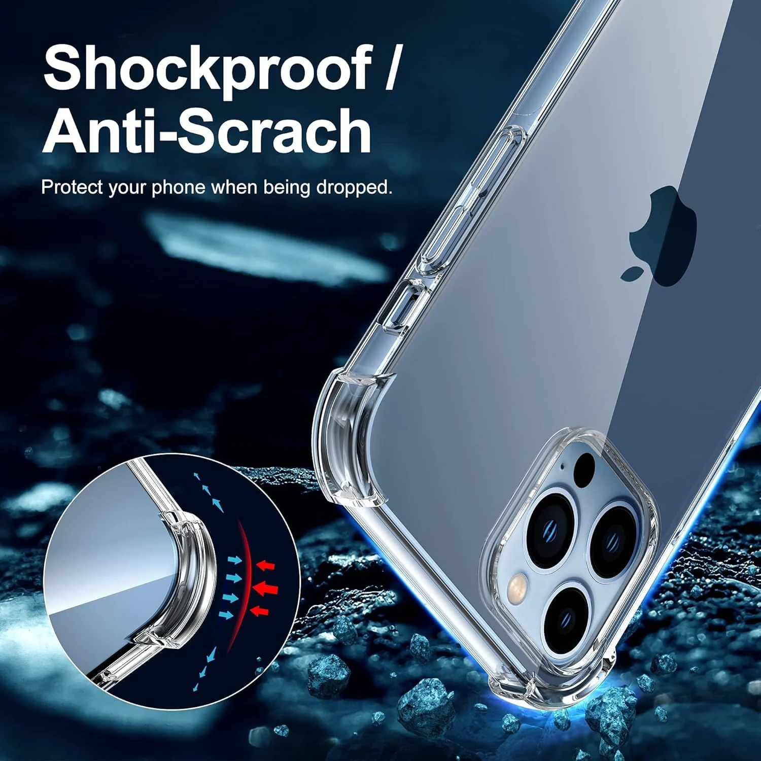 DL3 Mobilak Clear TPU Case for iPhone 13 Pro Max, Camera protection, Shock-absorbing protection, Non-slip grip - Clear