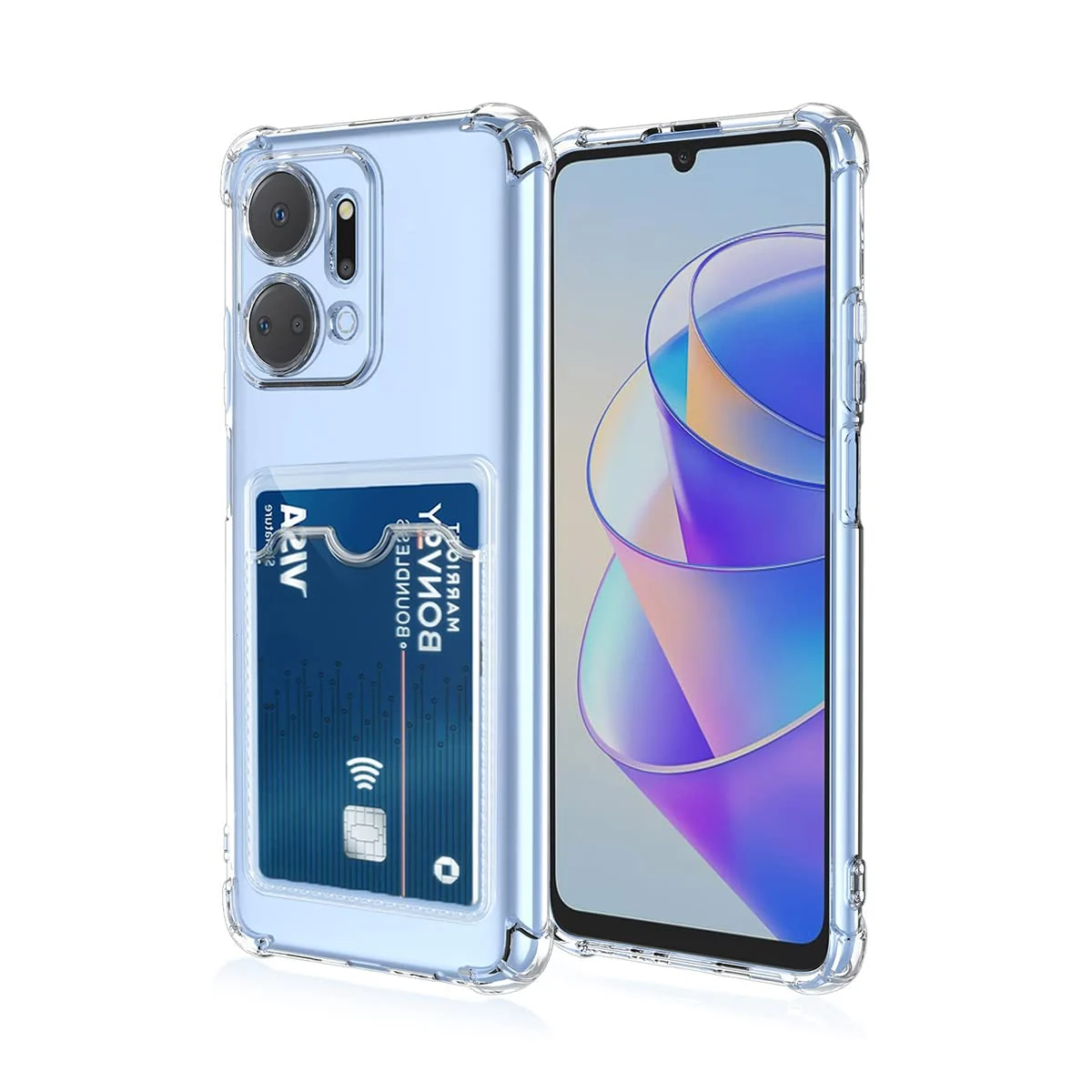 DL3 Mobilak Clear TPU Wallet Case with Card Slot and Camera Protection for Honor X7A - Transparent