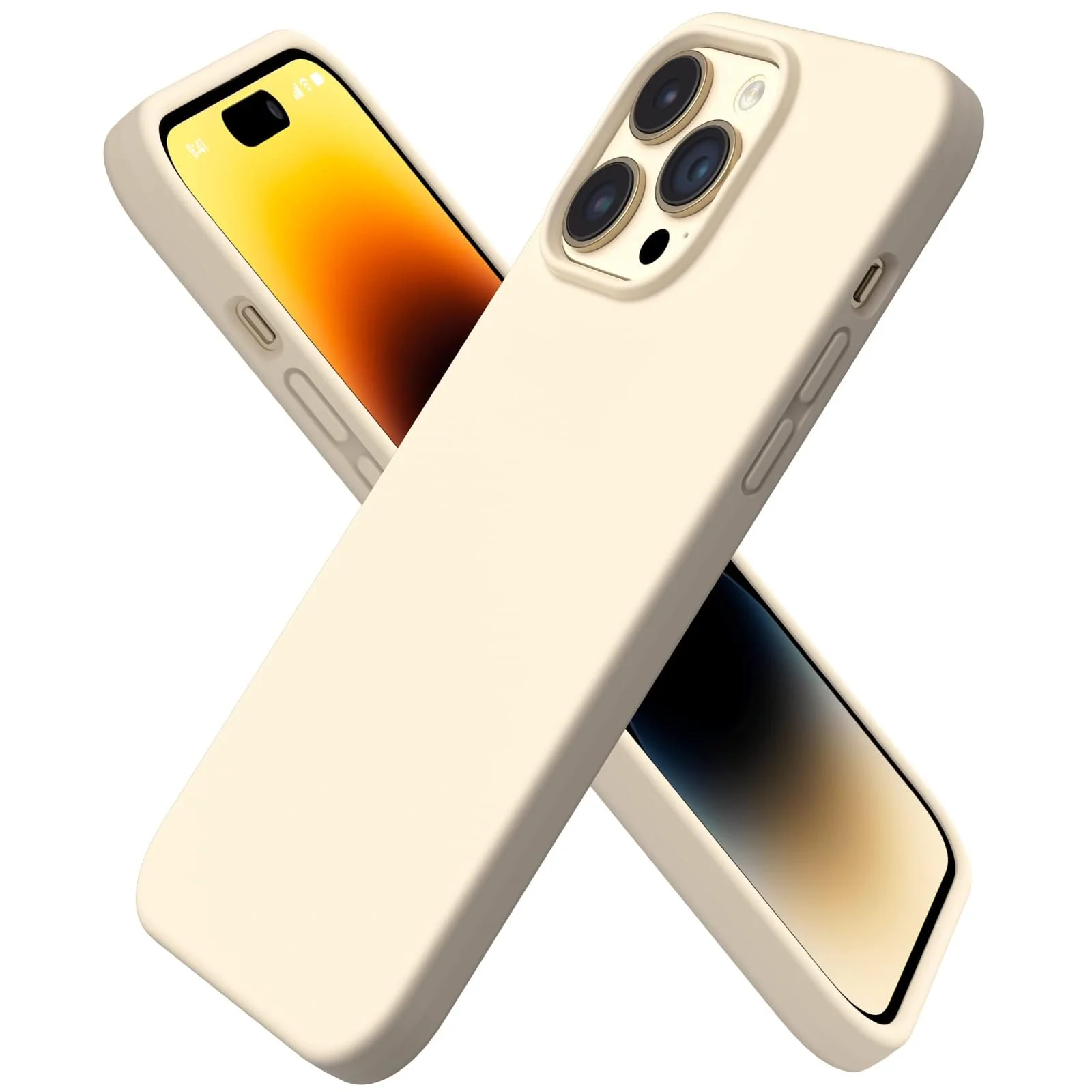 "DL3 Mobilak Compatible with iPhone 15 Pro Case 6.1"", Slim Liquid Silicone 3 Layers Full Covered Soft Gel Rubber Cover Protective Phone Case with Anti-Scratch Microfiber Lining - Baby Yellow"