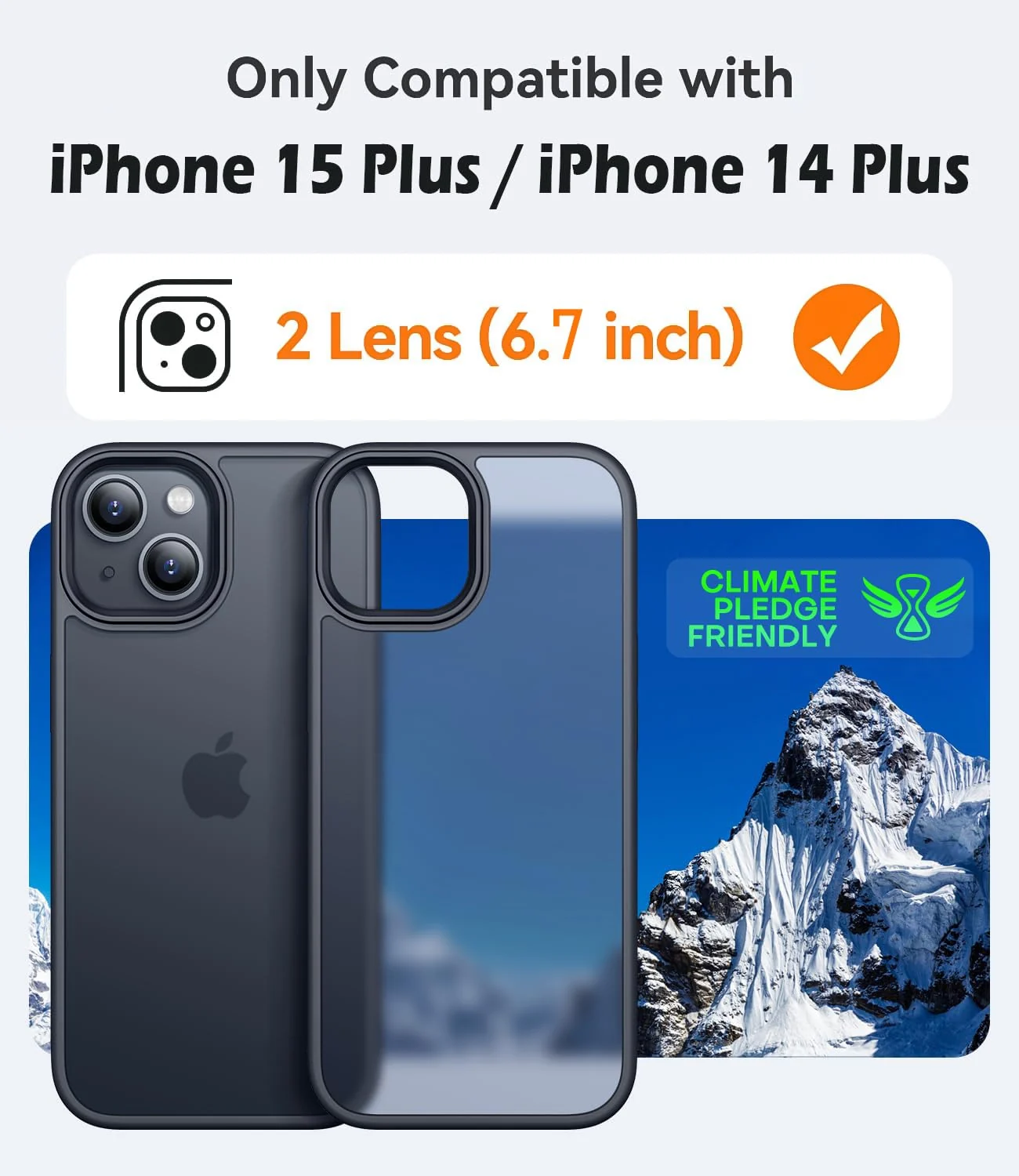 DL3 Mobilak Designed for iPhone 15+ Plus/iPhone 14 Plus 6.7-Inch Case, [Military Shockproof] Super Soft Silicone Slim Translucent Matte Protective Phone Cover - Black