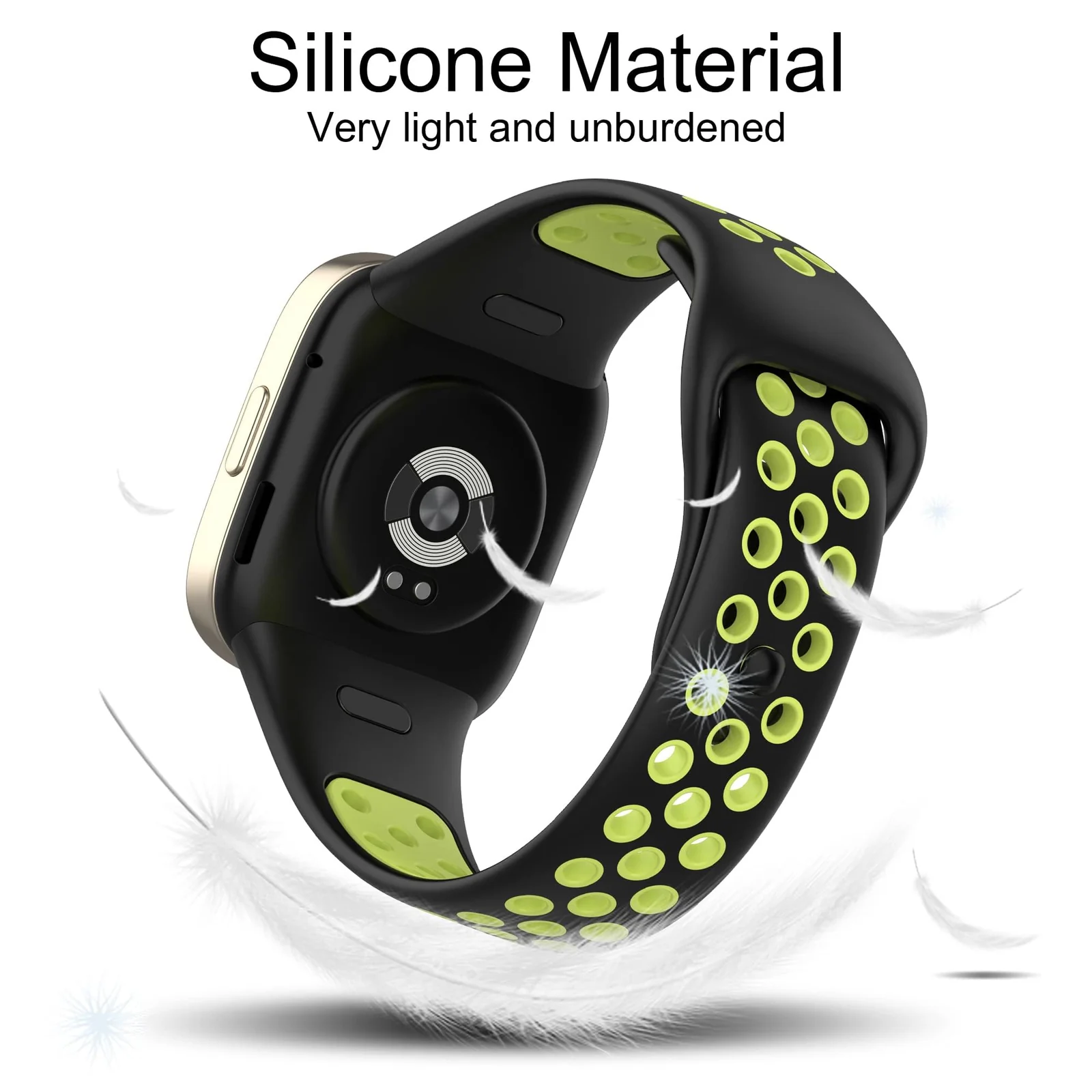 DL3 Mobilak Strap For Xiaomi Redmi Watch 3 (Not for Redmi Watch 3 Lite/Active), [Breathable] Soft Silicone Strap, Two Tone Band, Silicone Replacement Strap - Black