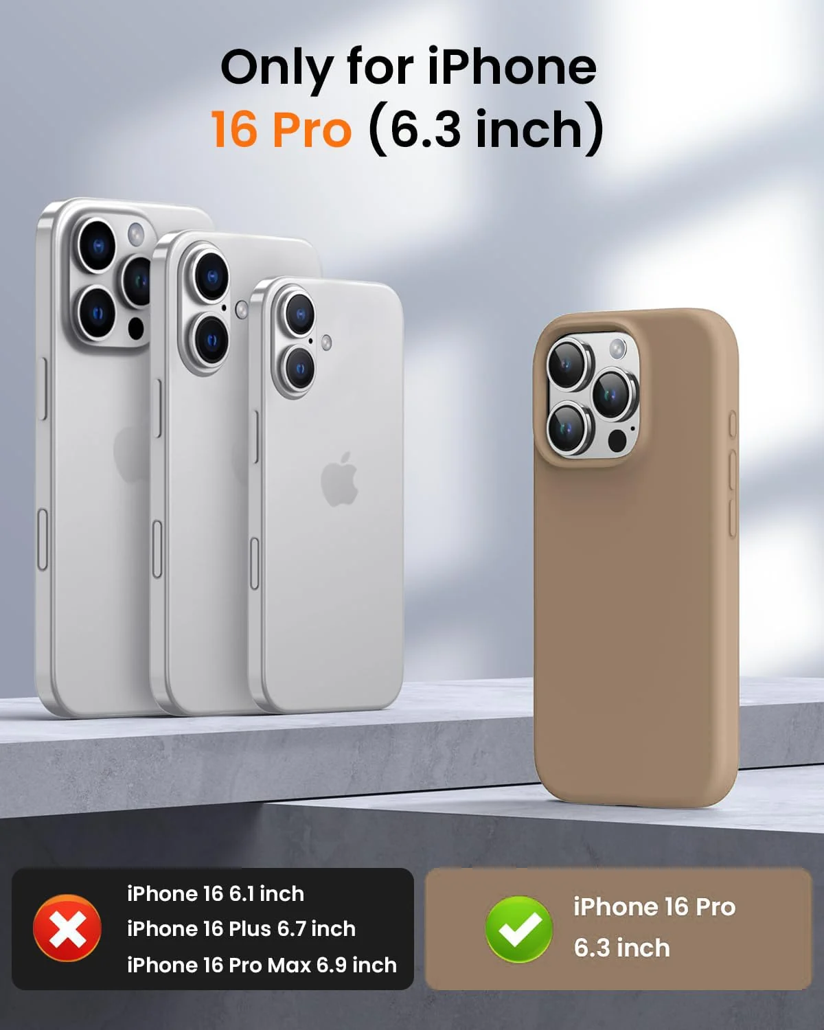 DL3 Mobilak Liquid Silicone Protective Case for iPhone 16 Pro with Microfiber Lining and Shockproof Design - Desert