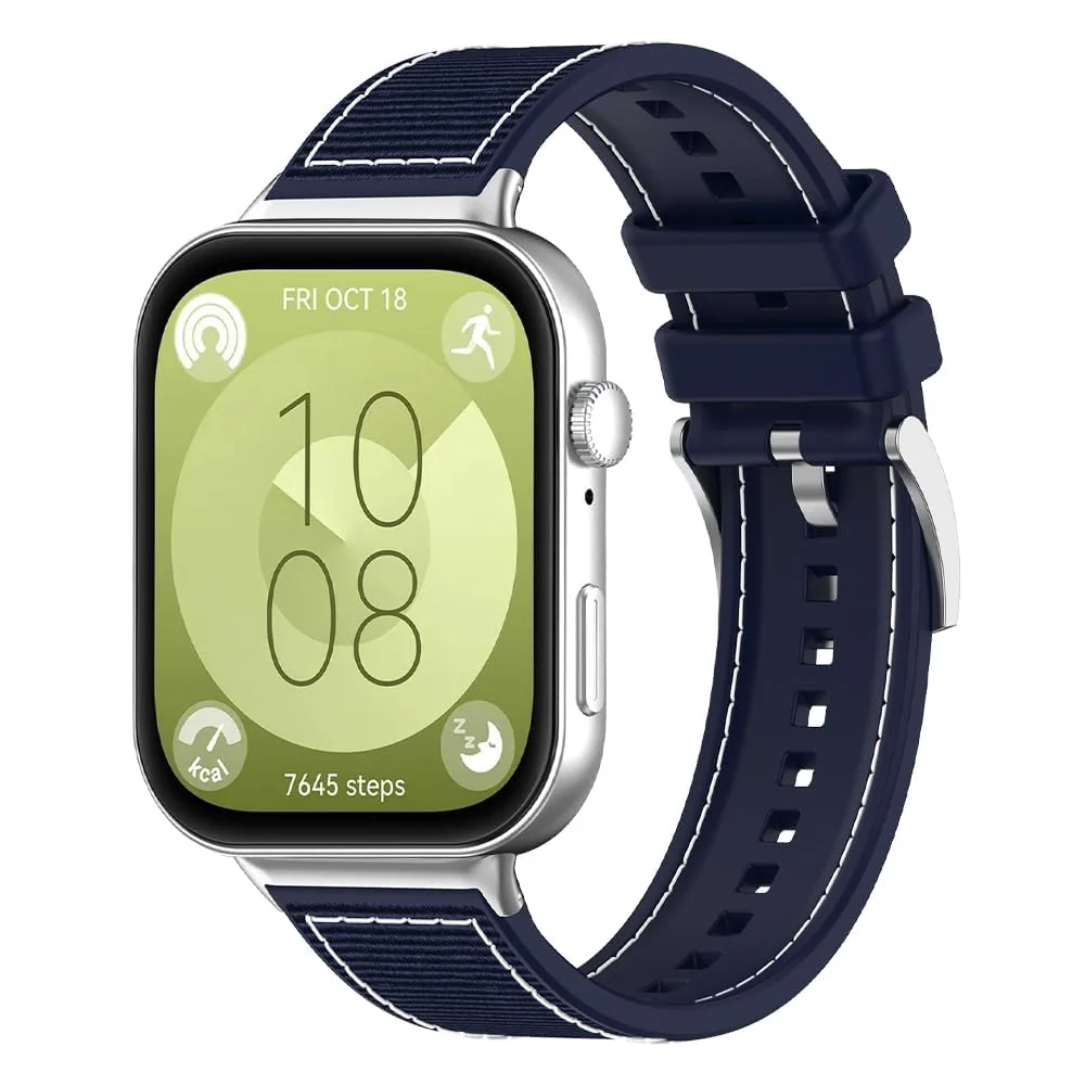 DL3 Mobilak Sport Silicone Nylon Band Designed for Huawei Watch Fit 3 for Men Women, Waterproof Soft Replacement Strap for Huawei Watch Fit3 - Blue