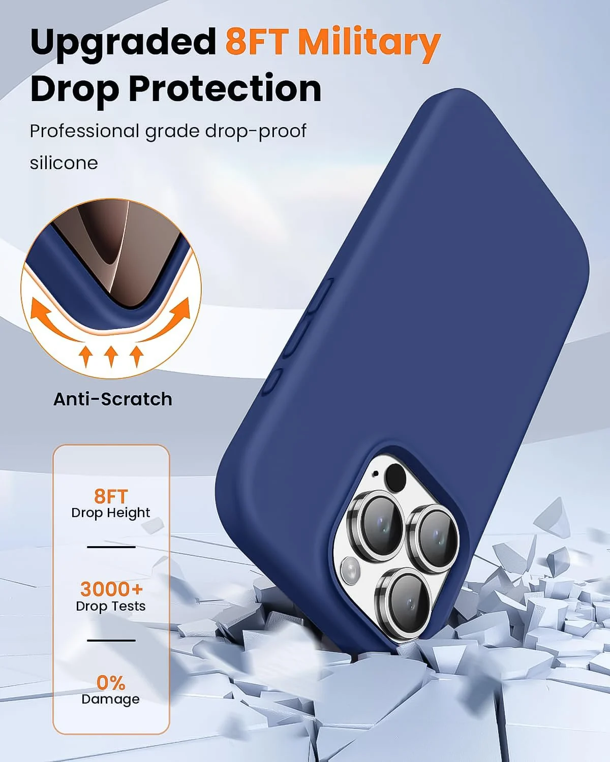 DL3 Mobilak Compatible with iPhone 16 Pro Max 6.9-inch Case, Premium Liquid Silicone Case, Full Body Protective Cover, Shockproof, Slim Phone Case, Anti-Scratch Soft Microfiber Lining - A. Blue