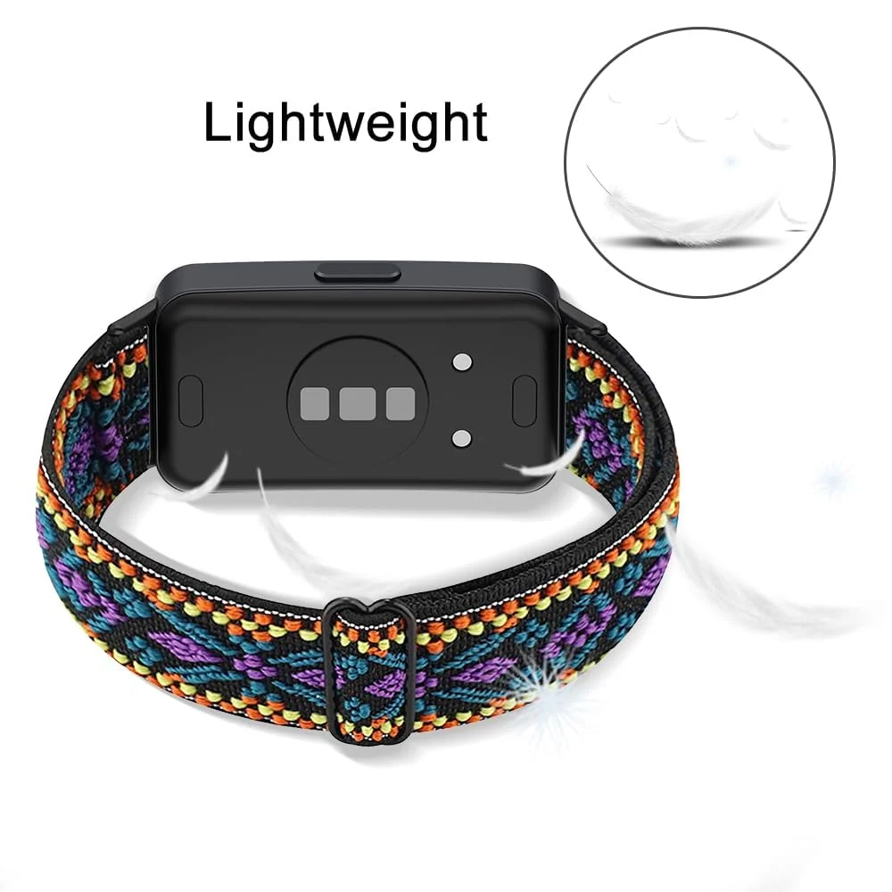 DL3 Mobilak Elastic Straps Compatible with Huawei Watch Fit Men Women, Adjustable Stretchy Bracelets Sport Nylon Replacement Bracelet for Huawei Watch Fit - Black