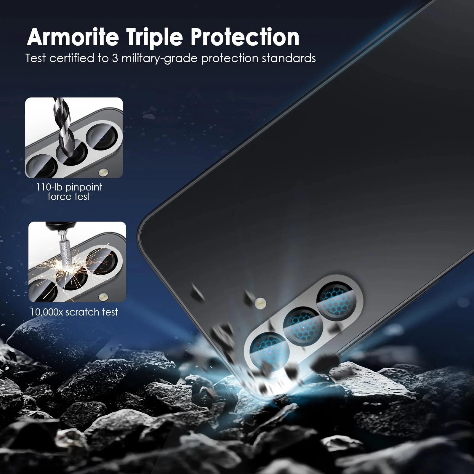 DL3 Mobilak Camera Lens Protector for Samsung Galaxy A17 5G/4G Accessories, 9H Tempered Glass Metal Individual Ring Camera Cover Screen Protector, Case Friendly, Anti Scratch - Silver