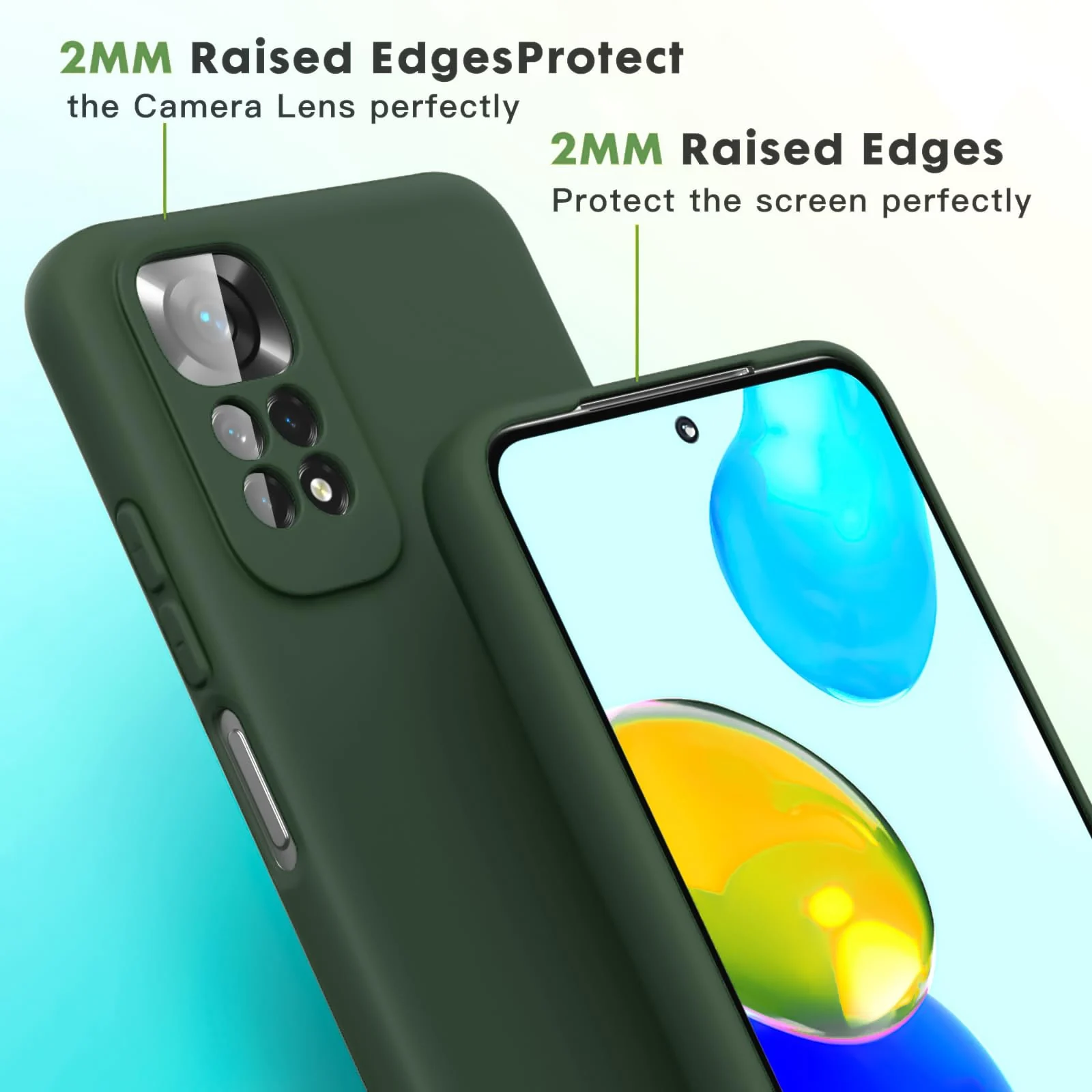 DL3 Mobilak Liquid Silicone Protective Case with Soft Microfiber Lining with Full Camera Protection for Xiaomi Redmi Note 12 Pro 4G / Redmi Note 11 Pro 4G&5G - Green
