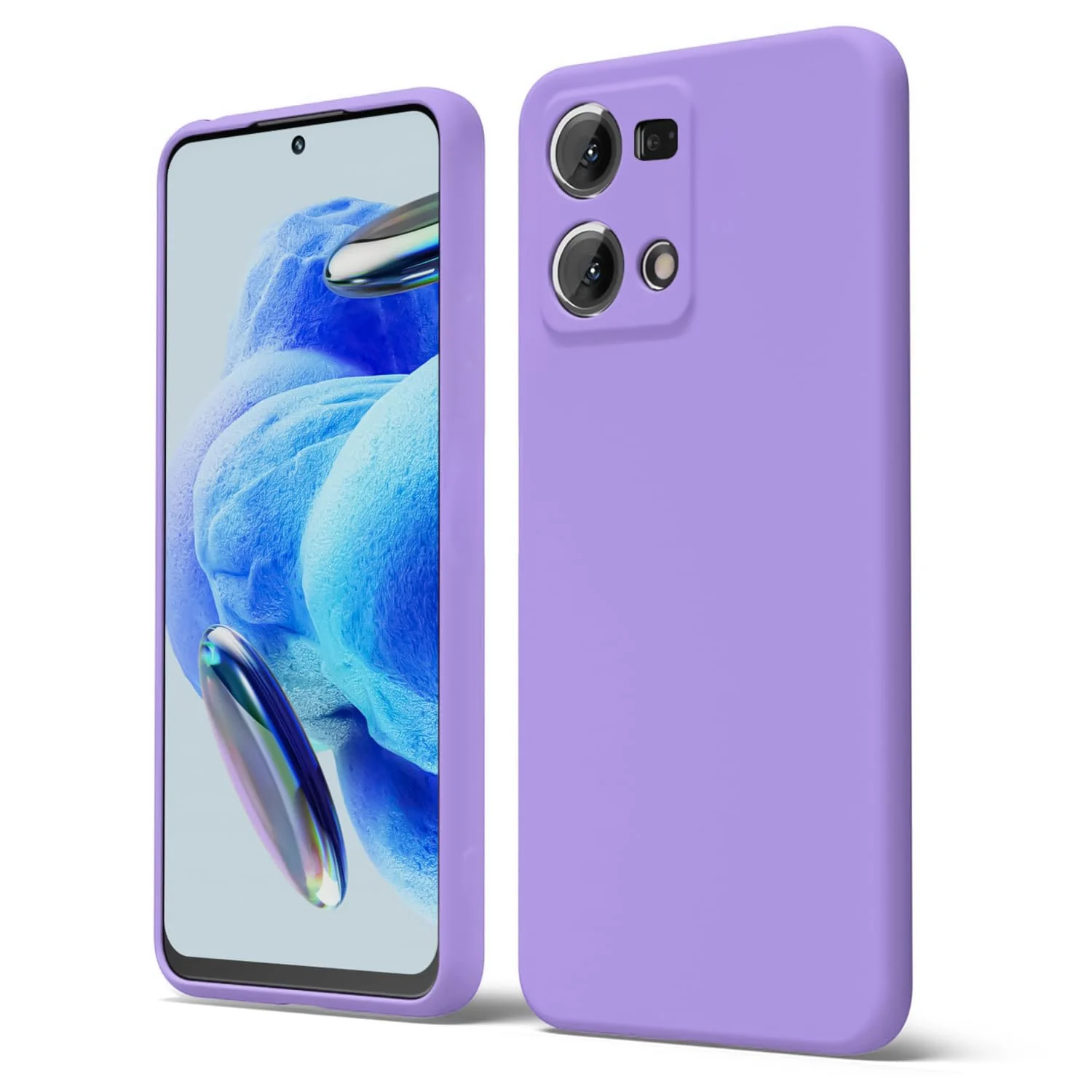 DL3 Mobilak Liquid Silicone Protective Case with Soft Microfiber Lining with Full Camera Protection for OPPO Reno 8 4G / Reno 7 4G / F21 Pro 4G / F21S Pro 4G - Light Purple