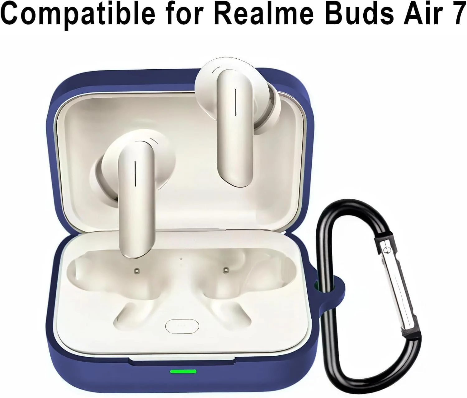 MOBIGON Soft Silicone Earbuds Case with Carabiner for Realme Buds Air 7 Pro / Air 7, Blue