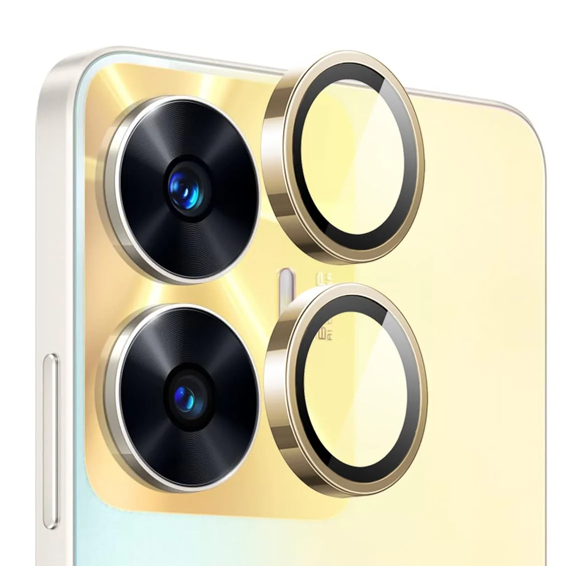 DL3 Mobilak Camera Lens Protector for realme C55 / Narzo N55 Accessories, 9H Tempered Glass Metal Individual Ring Camera Cover Screen Protector, Case Friendly, Anti Scratch - Gold