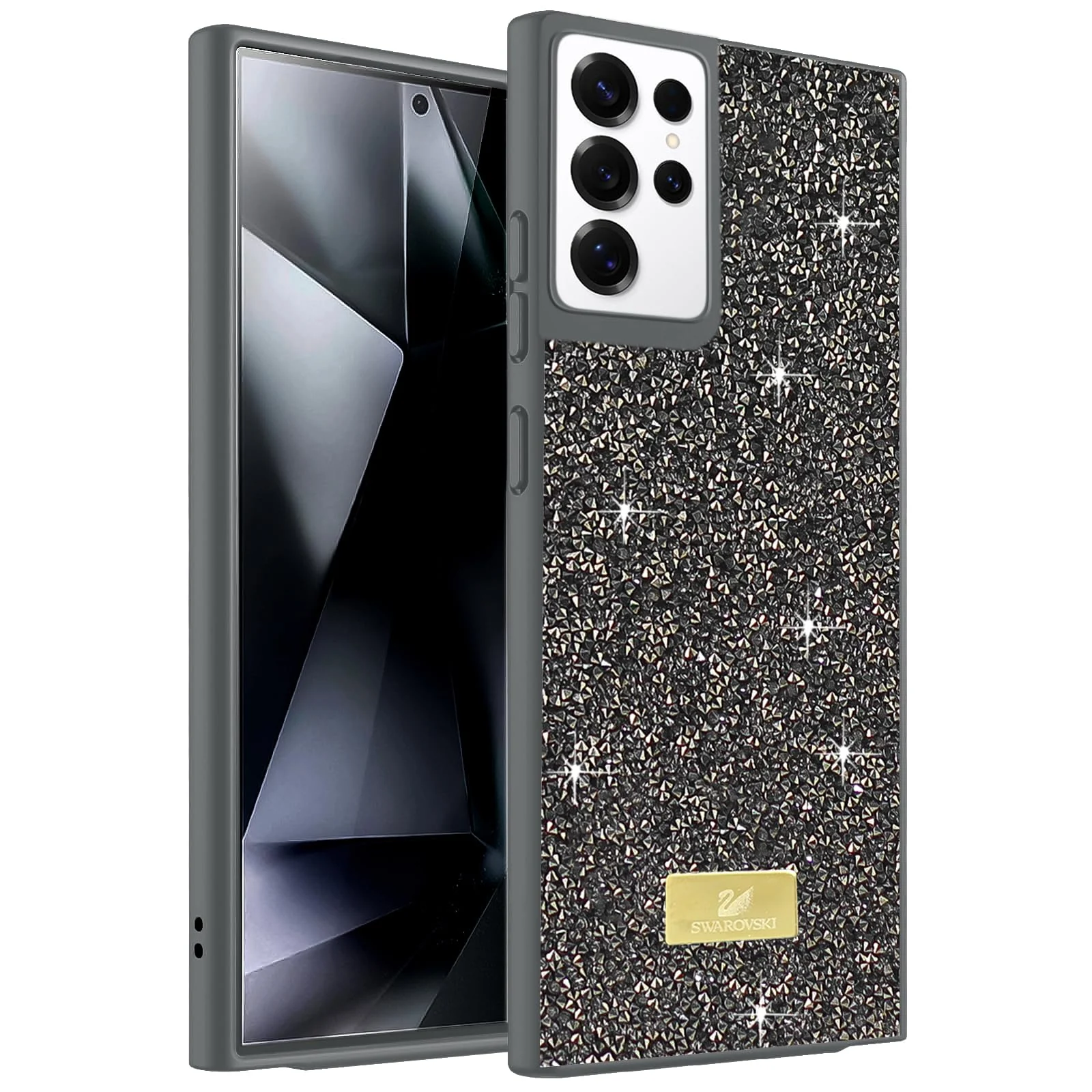 Case For Samsung Galaxy S21 Ultra Case Glitter, Sparkle Diamond Crystal Bling Case with Bling, Ultra Thin Lightweight Full Body Shockproof Anti-Scratch Protective Cover - Black