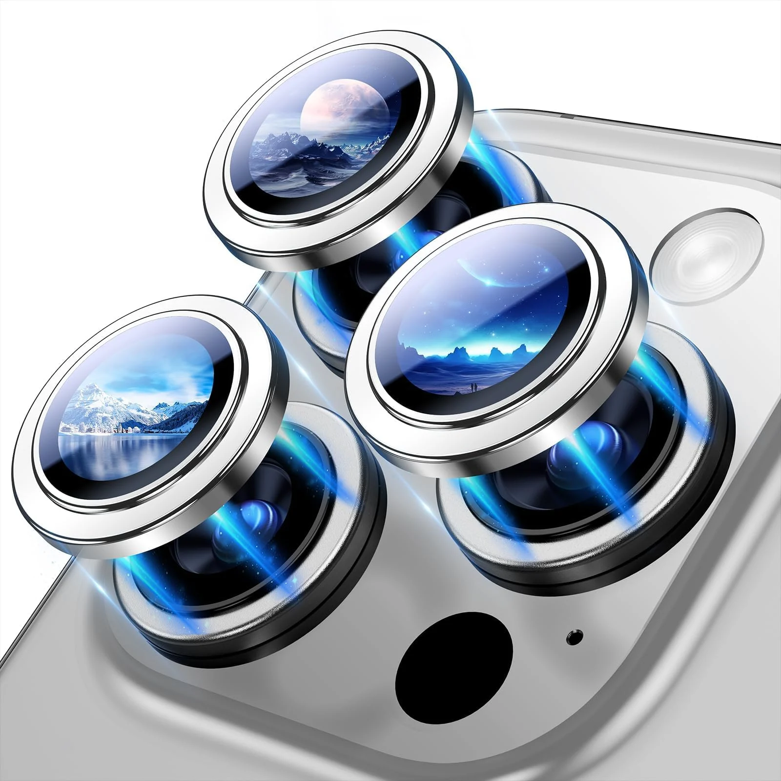DL3 Mobilak Camera Lens Protector For iPhone 15 Pro/iPhone 15 Pro Max, [Keep Original Shooting] Tempered Glass Screen Protector Metal Individual Camera Cover, Case Friendly