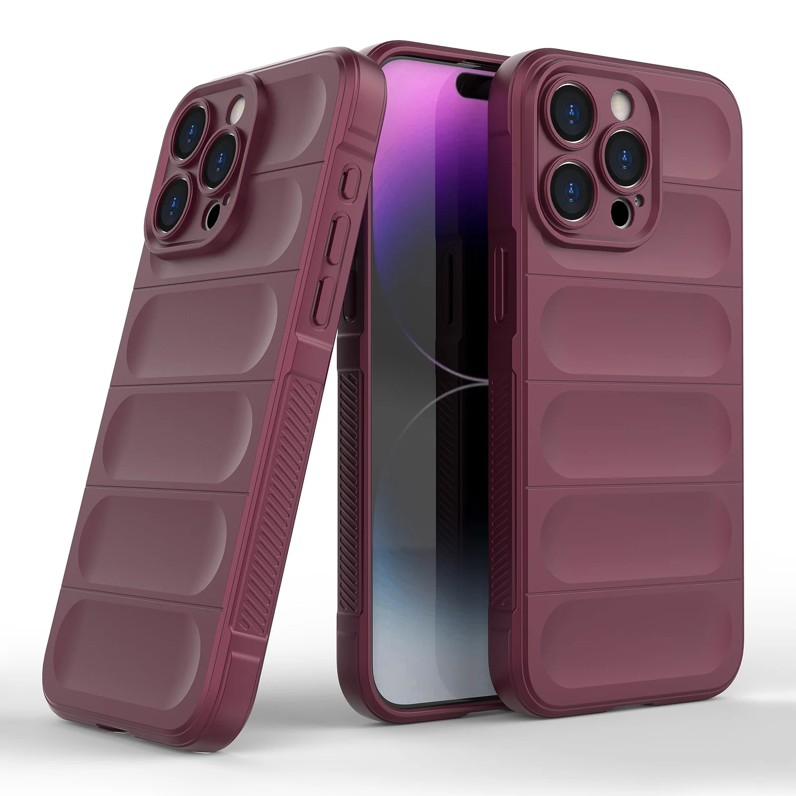 DL3 Mobilak Silicone Case for iPhone 12 Pro 6.1 Inch Heavy Duty Protective [Slim Fit] Shockproof Soft Flexible Protective Design Shock-Absorption TPU Cover With Camera Protection - Wine Red