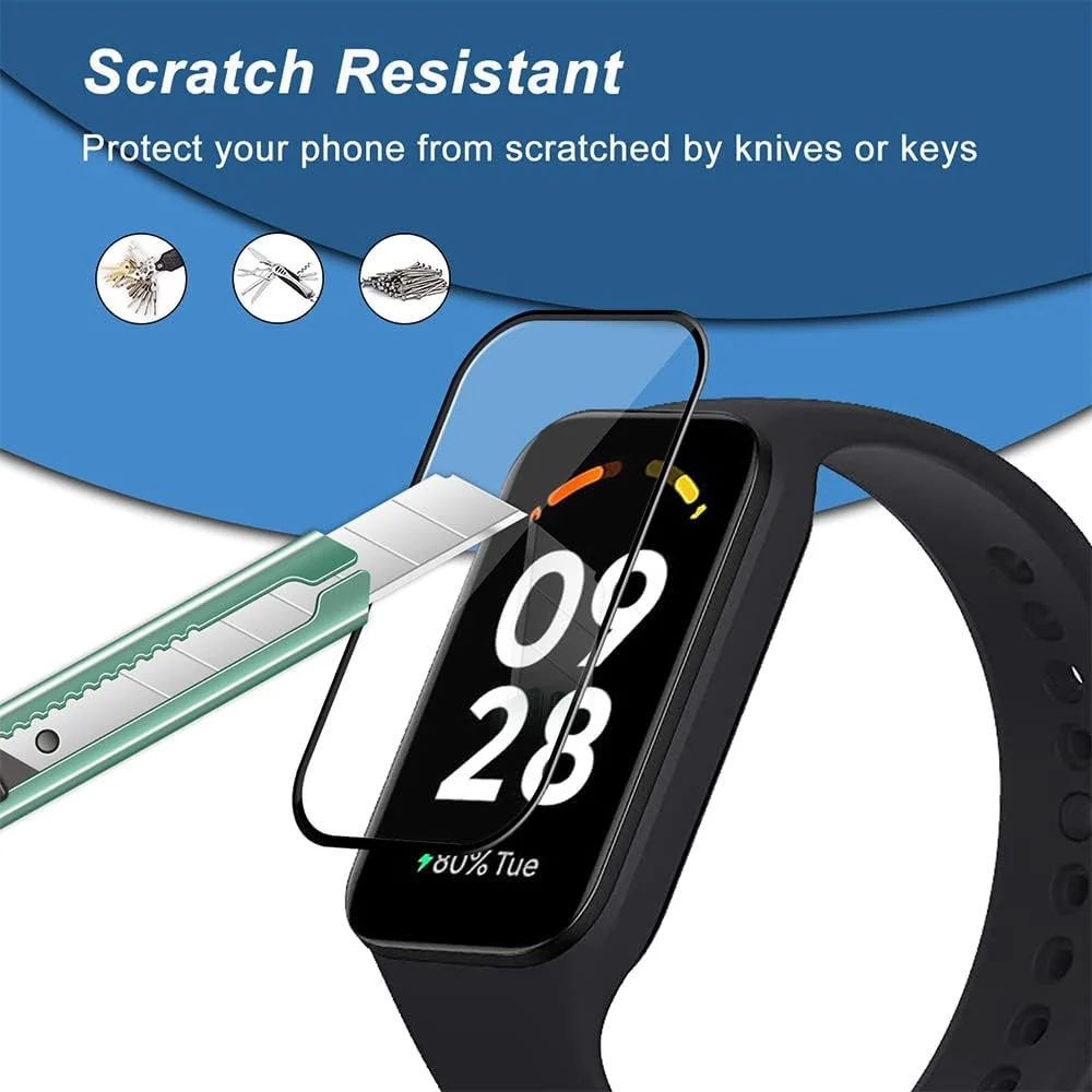 DL3 Mobilak Screen Protector For Xiaomi Redmi Band 2, 3D Curved Soft Edge Protective Film [Anti-Scratch] [Bubble Free] [Ultra Shatterproof] [High Sensitive] (Not Glass) - Black