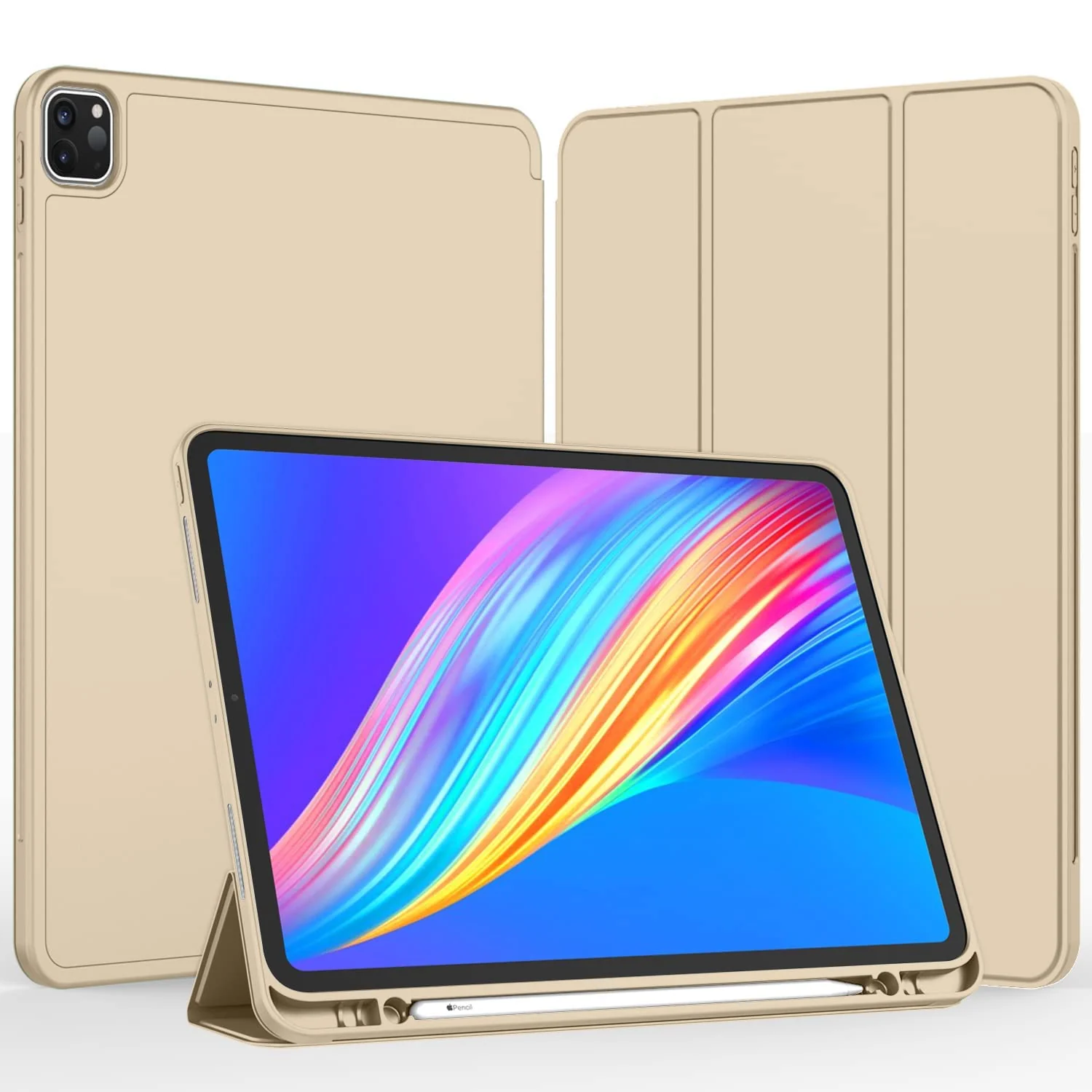 DL3 Mobilak iPad Pro 11 Inch Case 2022(4th Gen)/2021(3rd Gen)/2020(2nd Gen) with Pencil Holder, Smart iPad Case [Support Touch ID and Auto Wake/Sleep] with Auto 2nd Gen Pencil Charging - Gold