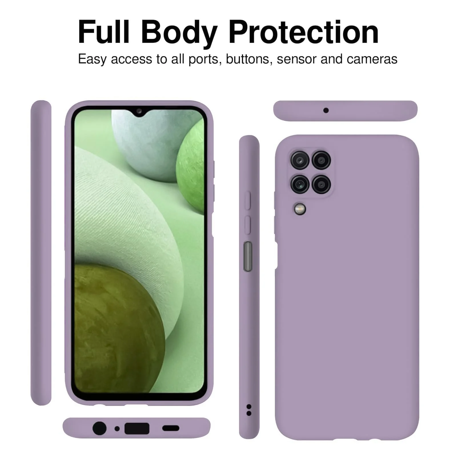 DL3 Mobilak Soft Silicone Protective Case for Samsung Galaxy A12 / M12 with Microfiber Lining and Shockproof Design - Lavender