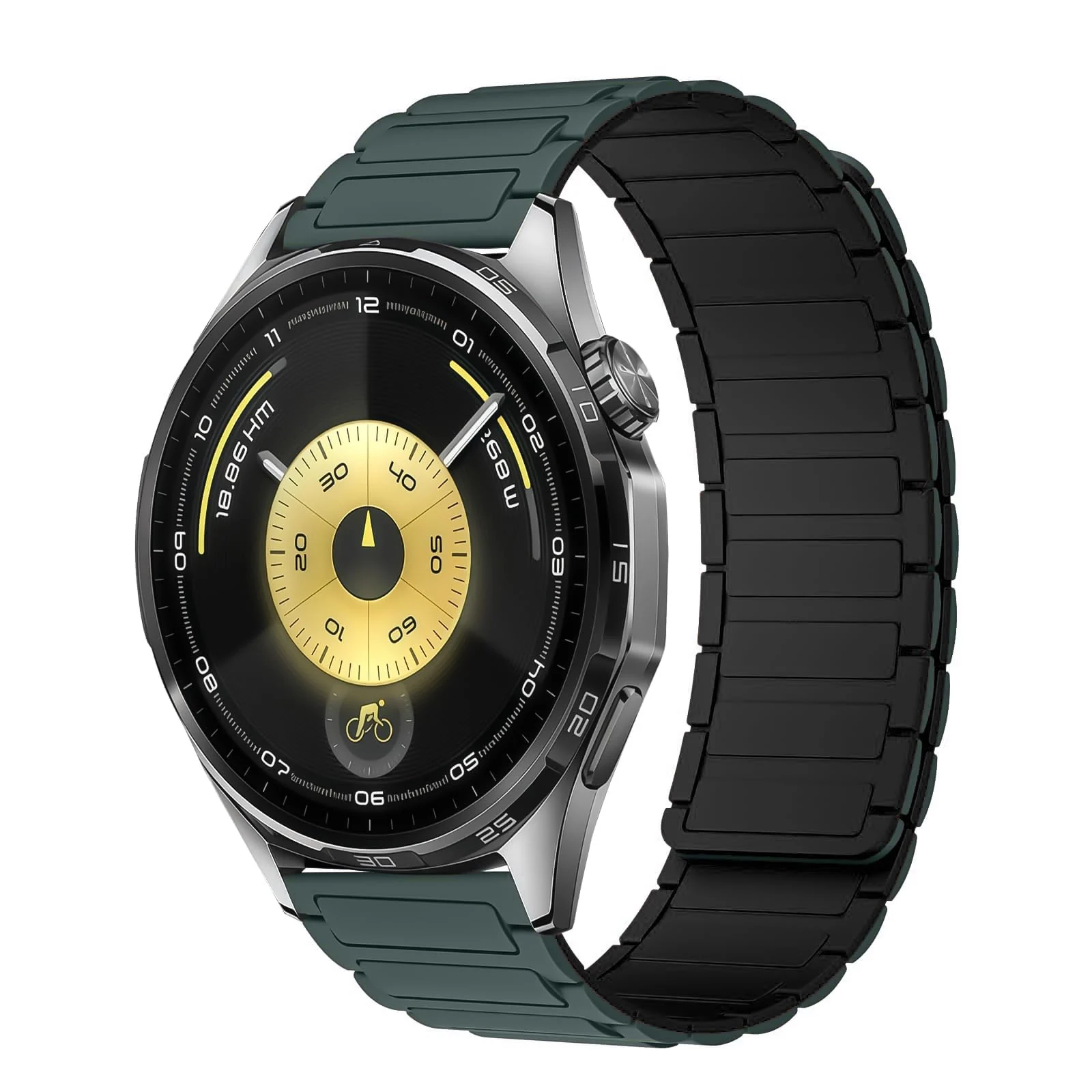 DL3 Mobilak 22mm Silicone Magnetic Strap for Xiaomi Redmi Watch 5 Active/5 Lite/Samsung Galaxy Watch 46mm/Watch 3 45mm/Gear S3/Huawei watch (GT6 GT5 GT4 GT3 GT2 GT 46MM)/GT2E/GT6 Pro/GT 5 Pro/Amazfit GTR4/Bip 6 - Green Black