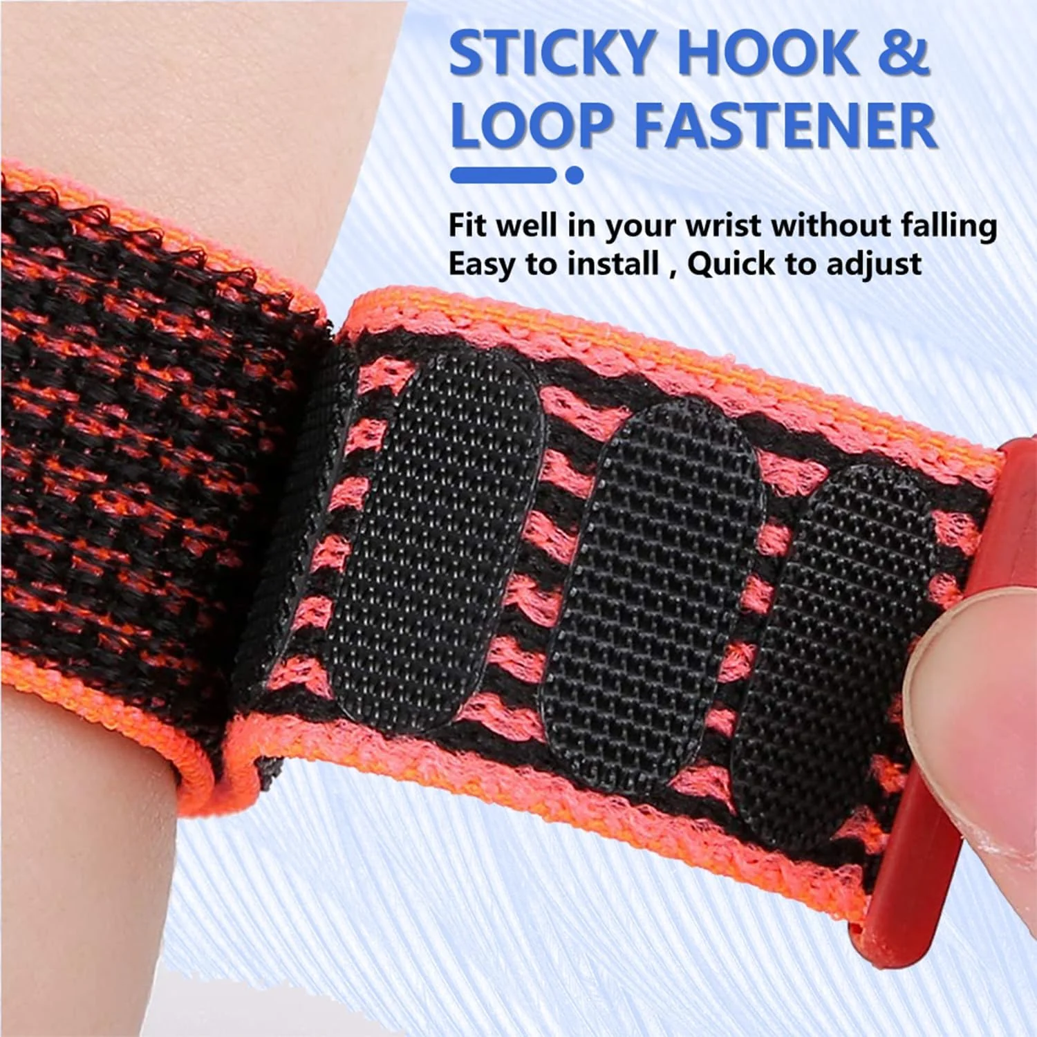 DL3 Mobilak Nylon Sport Band Compatible with Xiaomi Mi Band 10/9/8 for Women Men, Soft Adjustable Breathable Sport Loop Watch Strap Replacement Wristband for Xiaomi Smart Band 8/9/10 - Red Black
