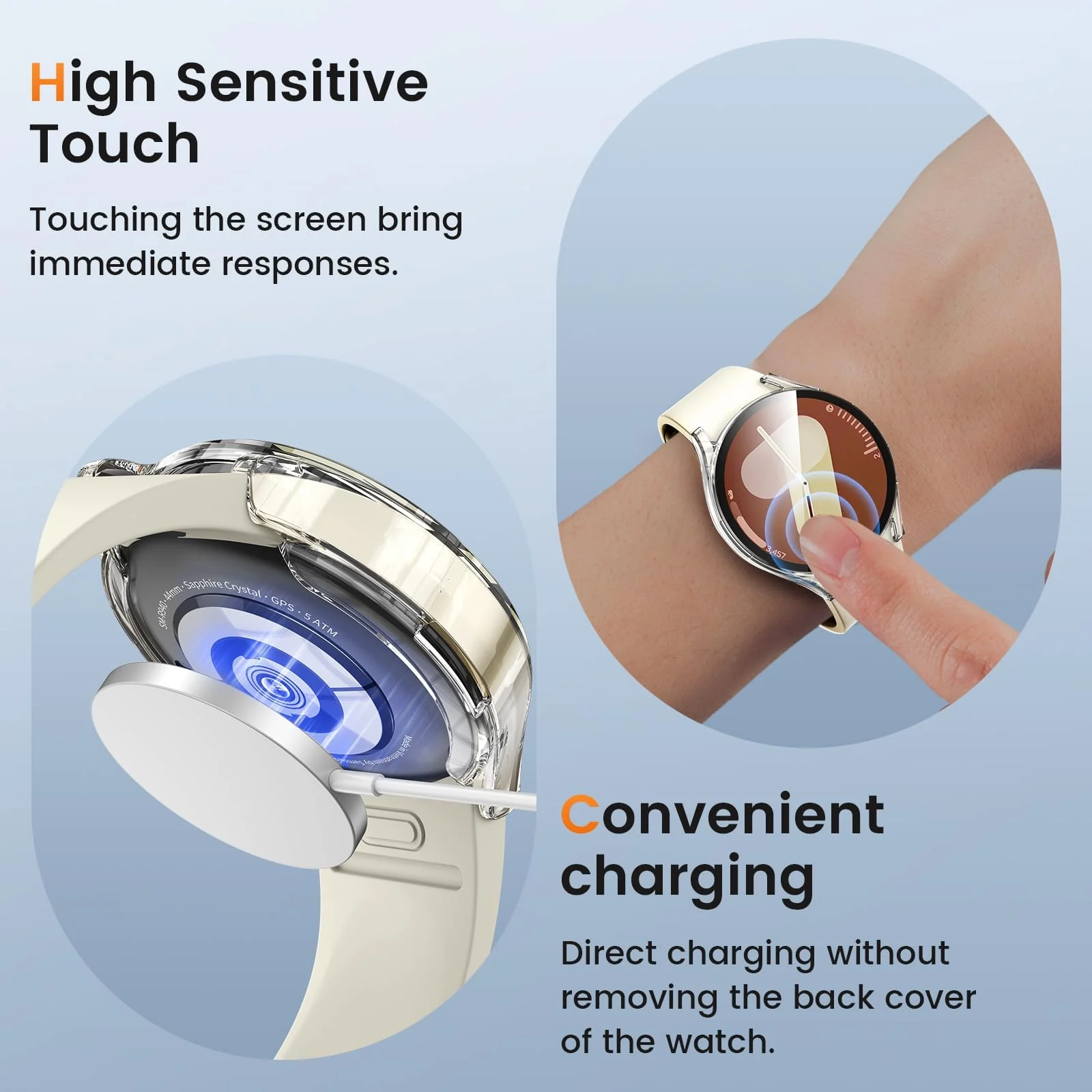 DL3 Mobilak Case for Samsung Galaxy Watch 7 44mm, with Built in Screen Protector, TPU Watch Case, [Full Coverage], Shockproof Cover, High Definition Cover, Protective Case for Watch7 44 mm - Clear