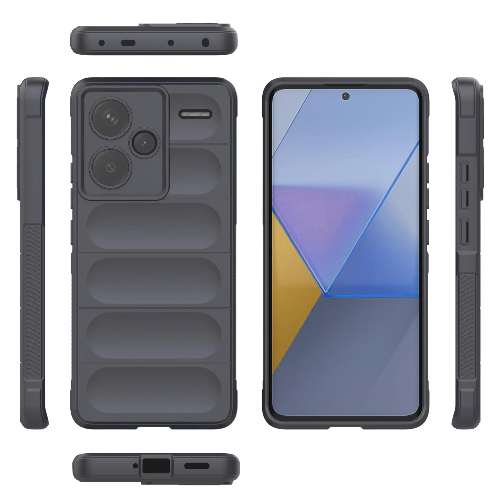 DL3 Mobilak Soft Silicone Protective Case for Xiaomi Redmi Note 13 Pro+ Plus 5G with Camera Protection and Shockproof Design - Dark Gray