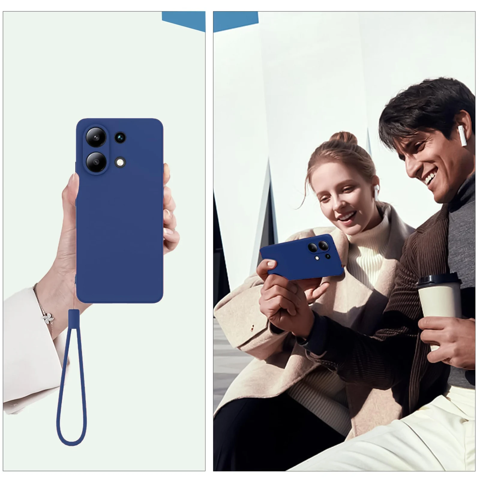 DL3 Mobilak Xiaomi Redmi Note 13 4G Case, Soft Flexible Liquid Silicone Gel Rubber Bumper Cover, Full Body Shockproof Protective Phone Case - Royal Blue